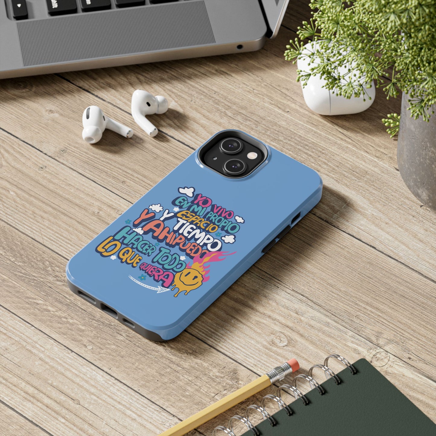 Funda para teléfono "Yo vivo en propio espacio y tiempo" - Celeste