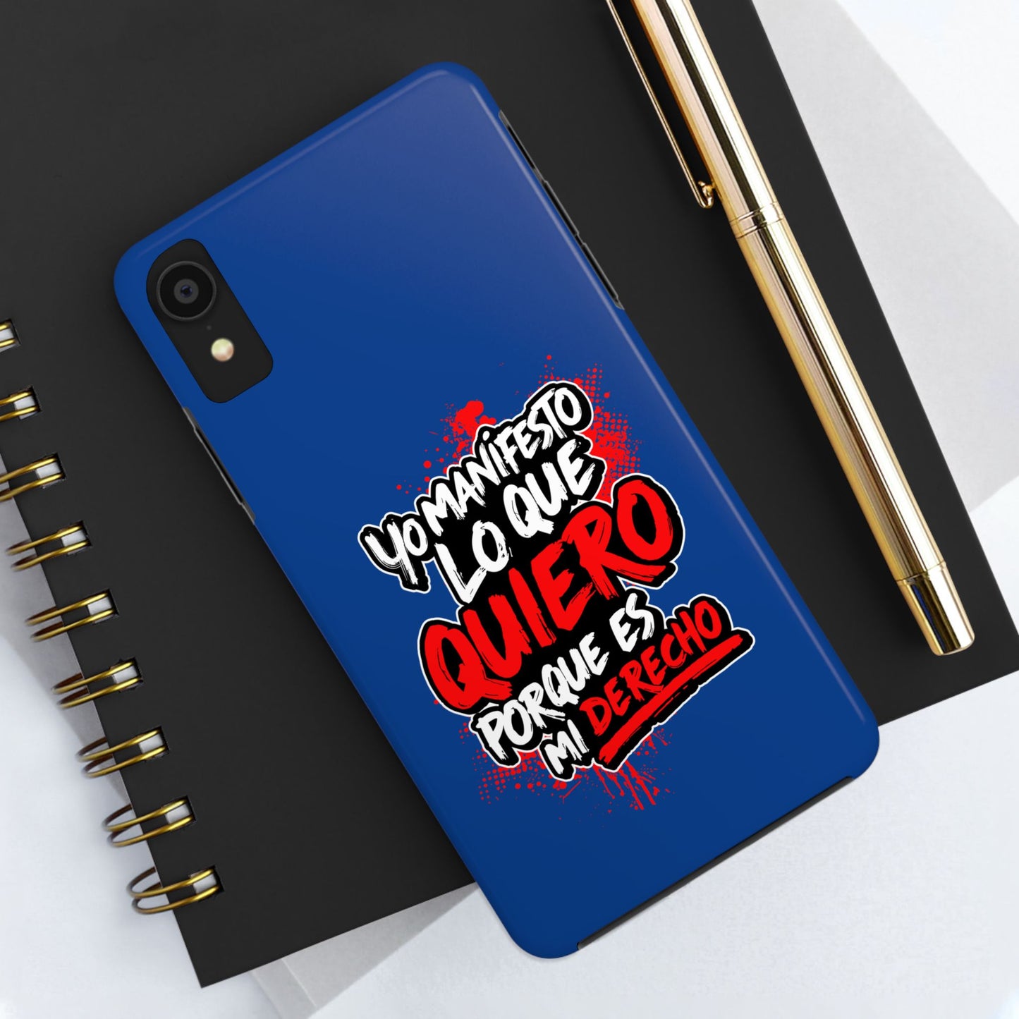 Funda para teléfono "Yo manifiesto lo que quiero" - Azul