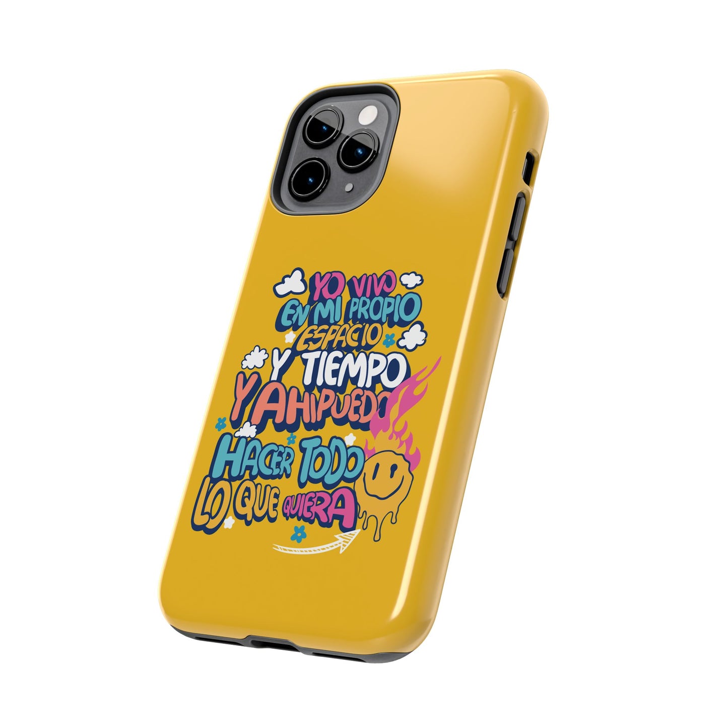 Funda para teléfono "Yo vivo en propio espacio y tiempo" - Amarillo