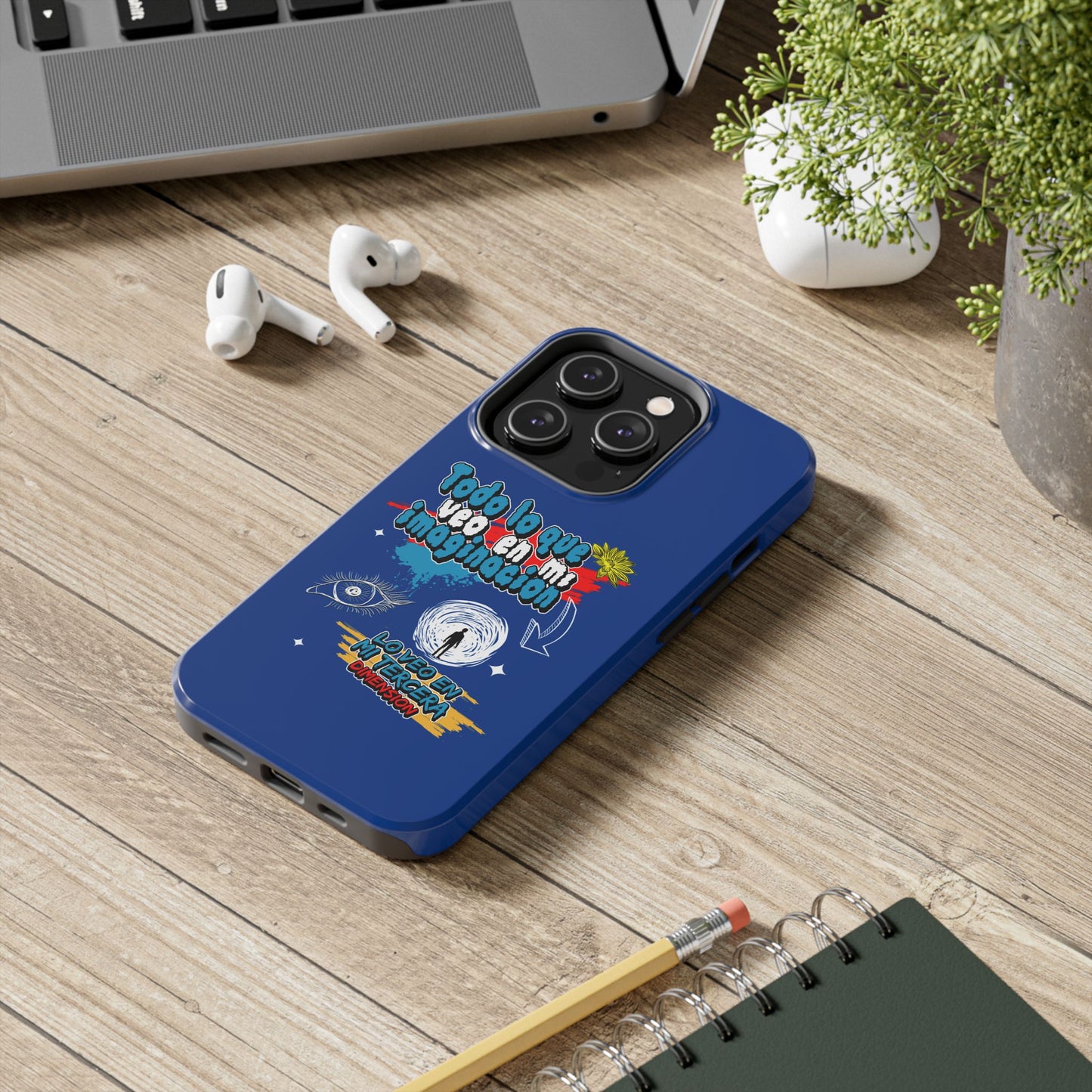 Funda para teléfono "Todo lo que veo en mi imaginación" - Azul