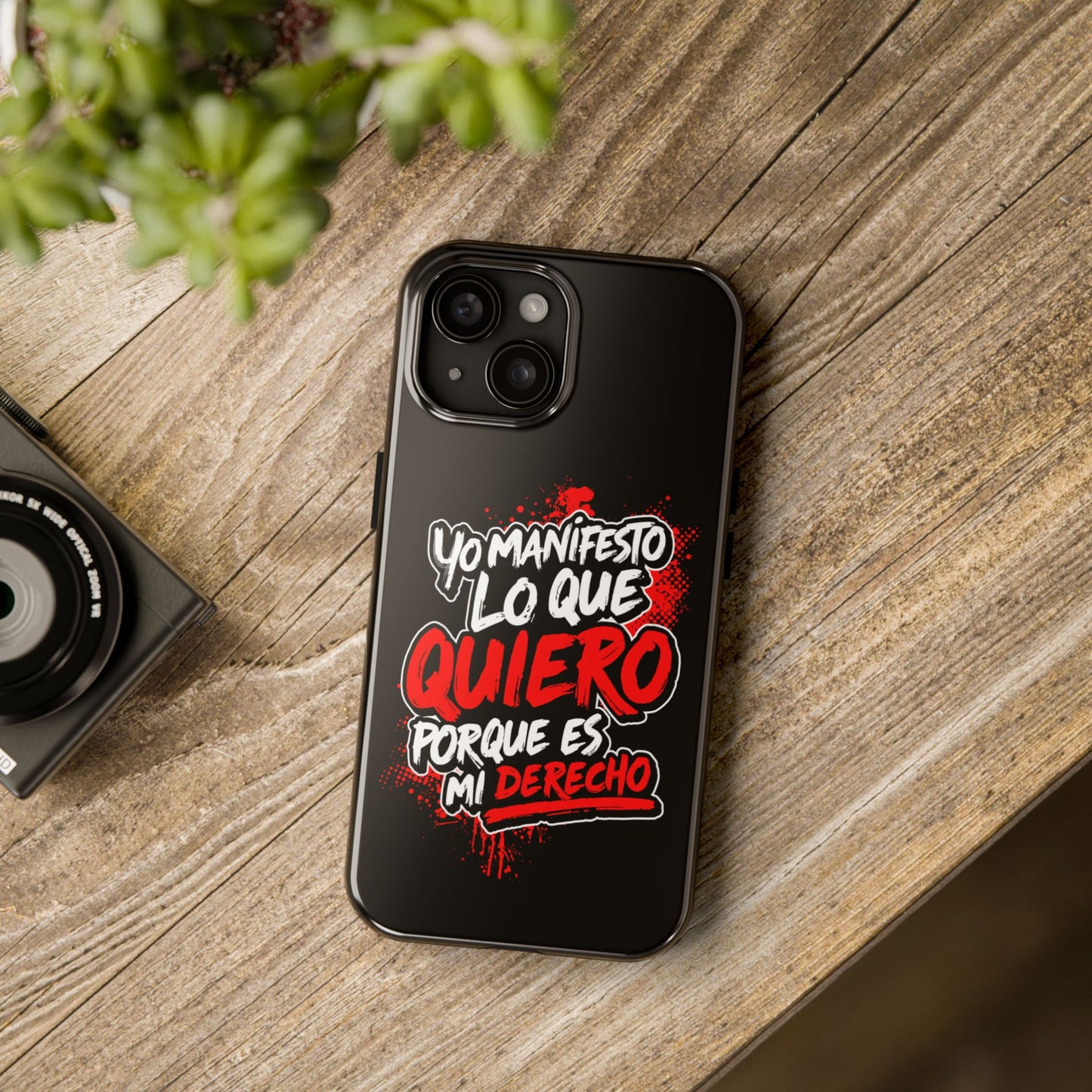 Funda para teléfono "Yo manifiesto lo que quiero" - Negro