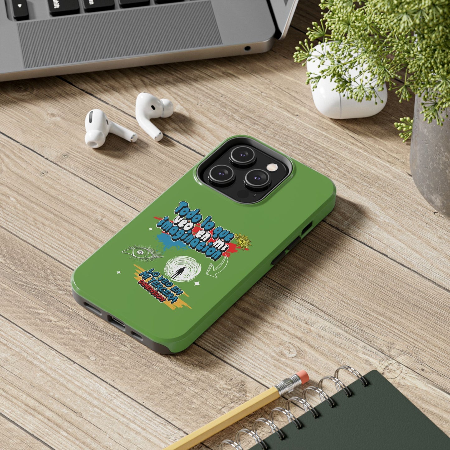 Funda para teléfono "Todo lo que veo en mi imaginación" - Verde