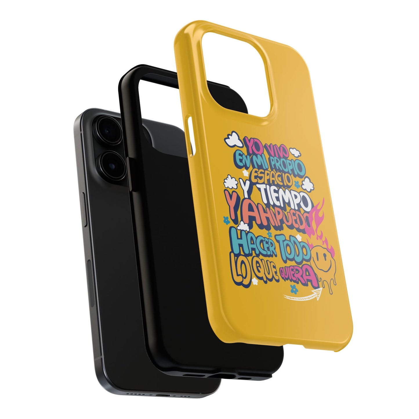 Funda para teléfono "Yo vivo en propio espacio y tiempo" - Amarillo