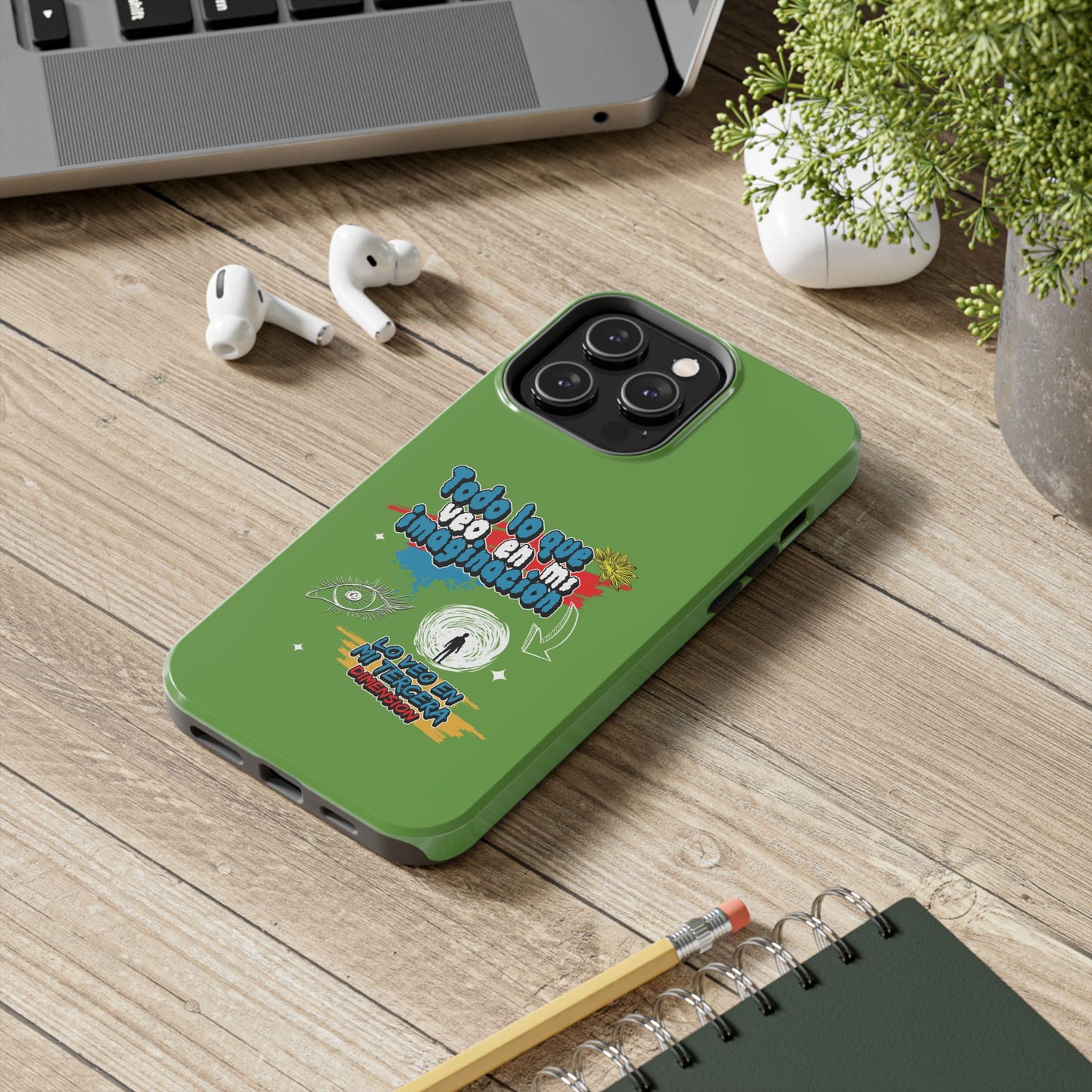 Funda para teléfono "Todo lo que veo en mi imaginación" - Verde
