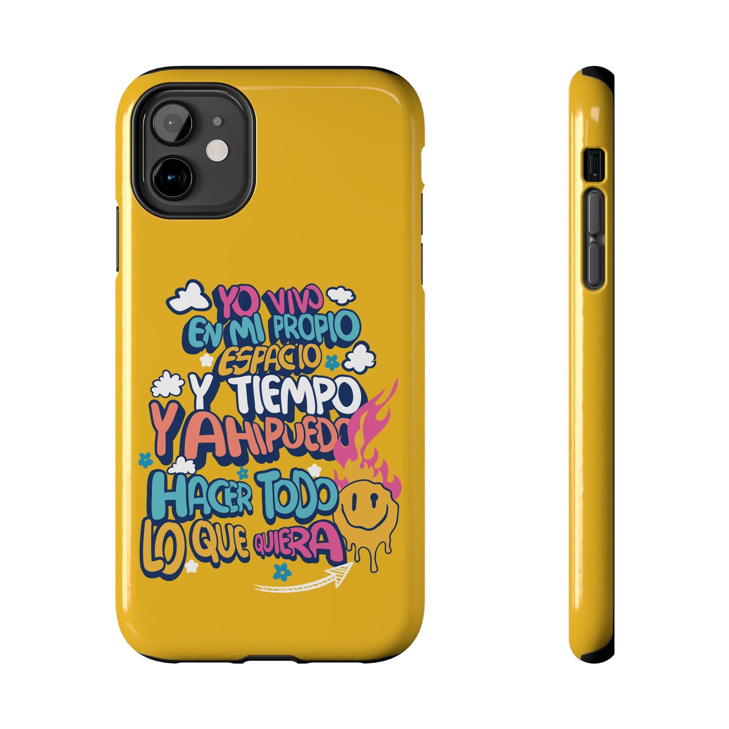 Funda para teléfono "Yo vivo en propio espacio y tiempo" - Amarillo