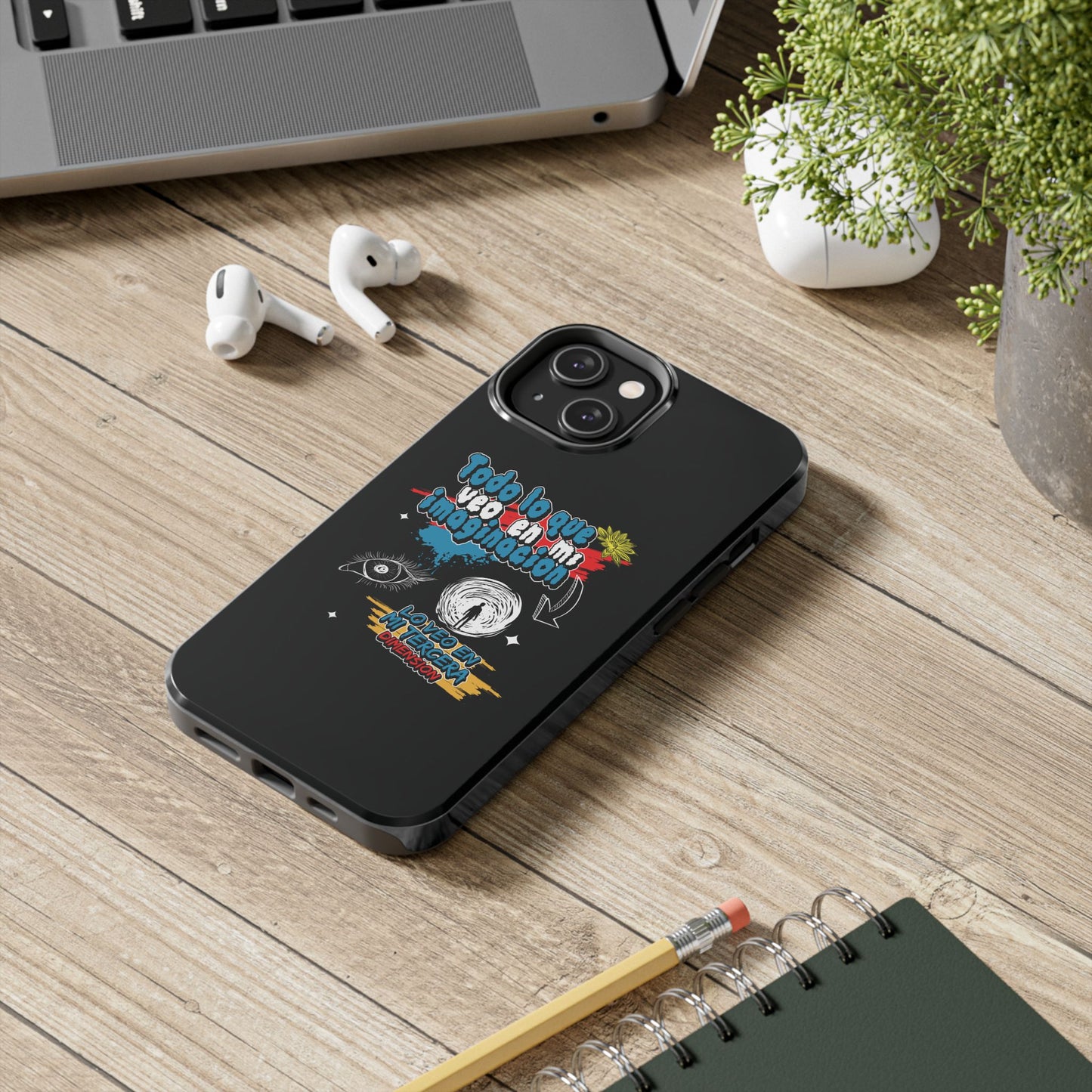 Funda para teléfono "Todo lo que veo en mi imaginación" - Negro