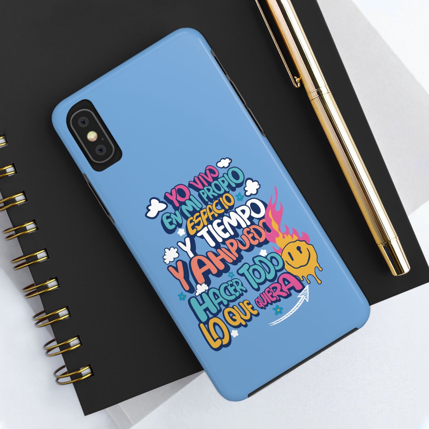 Funda para teléfono "Yo vivo en propio espacio y tiempo" - Celeste