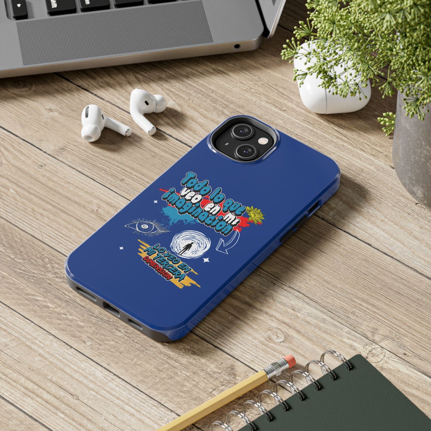 Funda para teléfono "Todo lo que veo en mi imaginación" - Azul