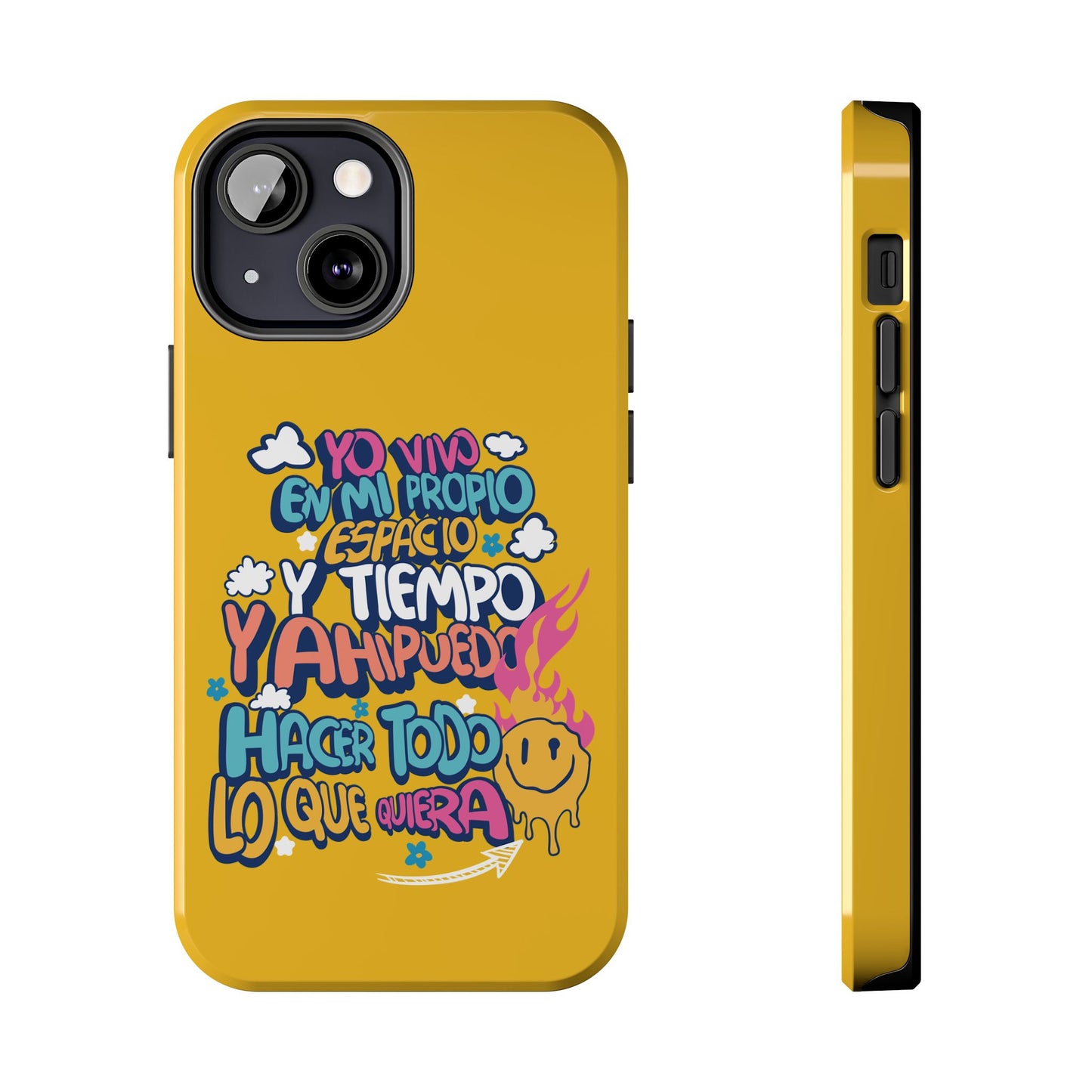 Funda para teléfono "Yo vivo en propio espacio y tiempo" - Amarillo