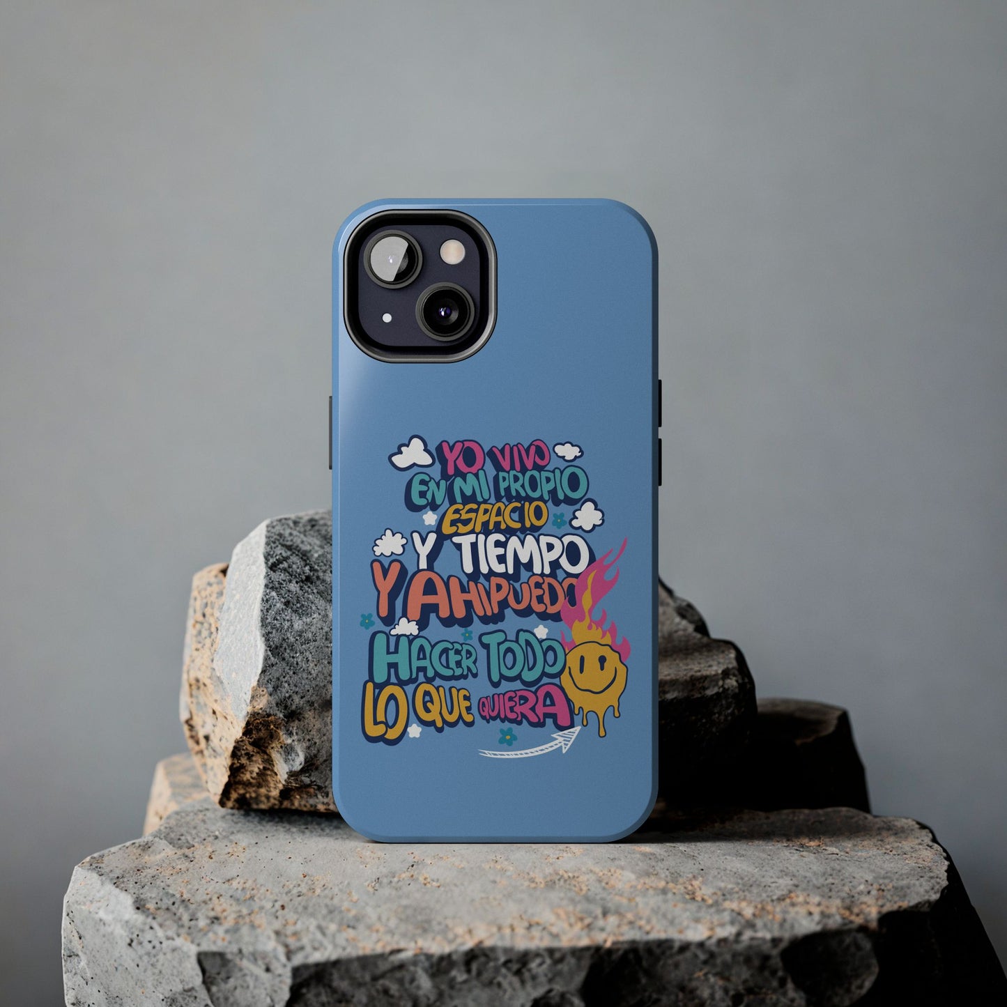 Funda para teléfono "Yo vivo en propio espacio y tiempo" - Celeste