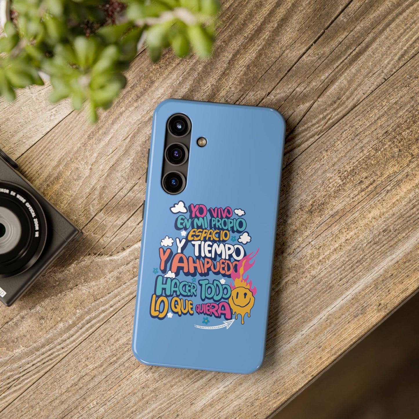 Funda para teléfono "Yo vivo en propio espacio y tiempo" - Celeste