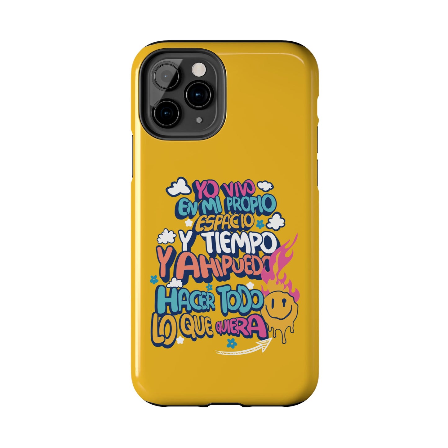 Funda para teléfono "Yo vivo en propio espacio y tiempo" - Amarillo