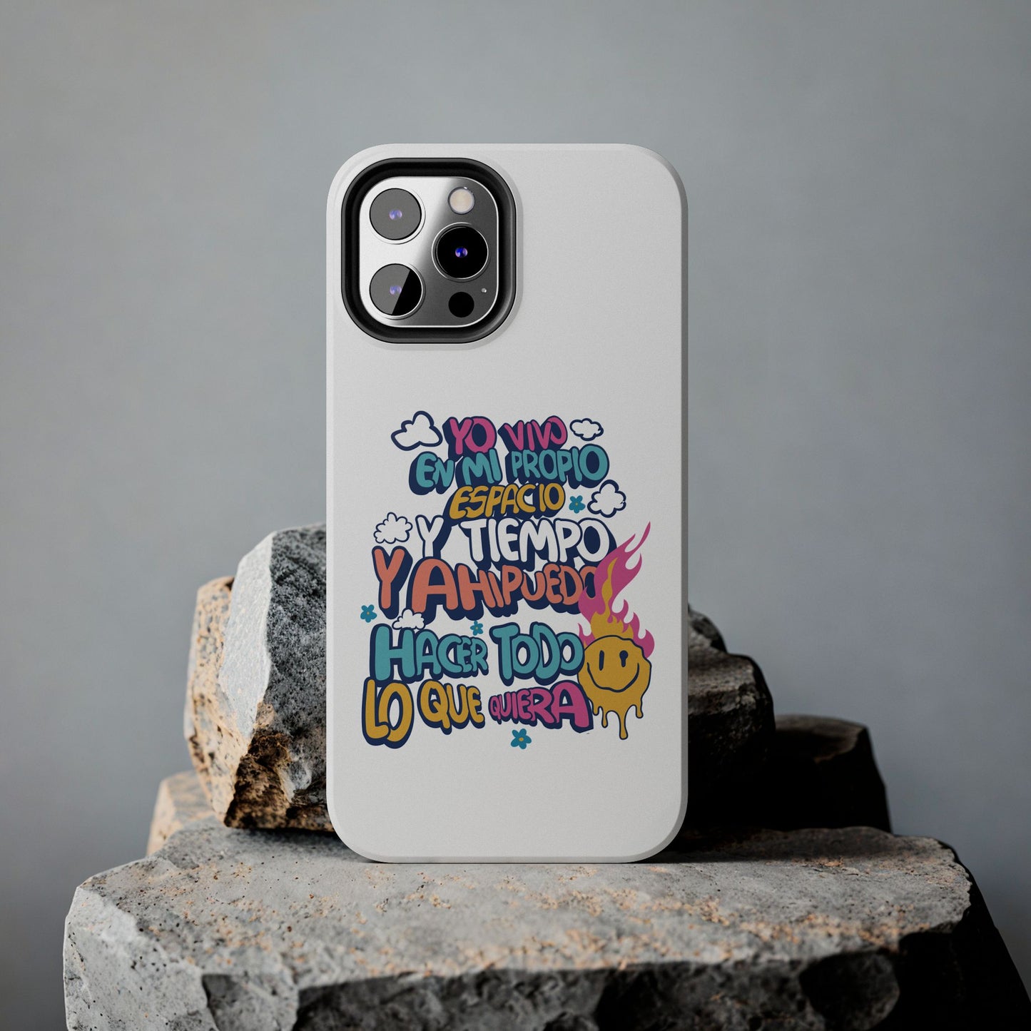 Funda para teléfono "Yo vivo en propio espacio y tiempo" - Blanco