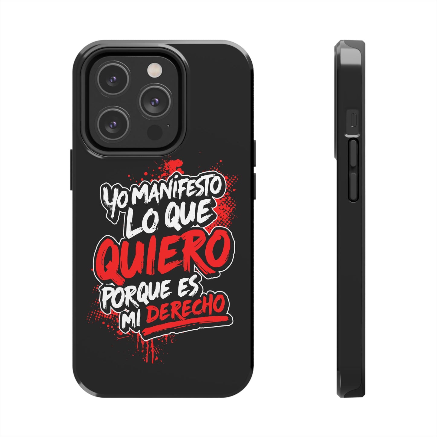 Funda para teléfono "Yo manifiesto lo que quiero" - Negro