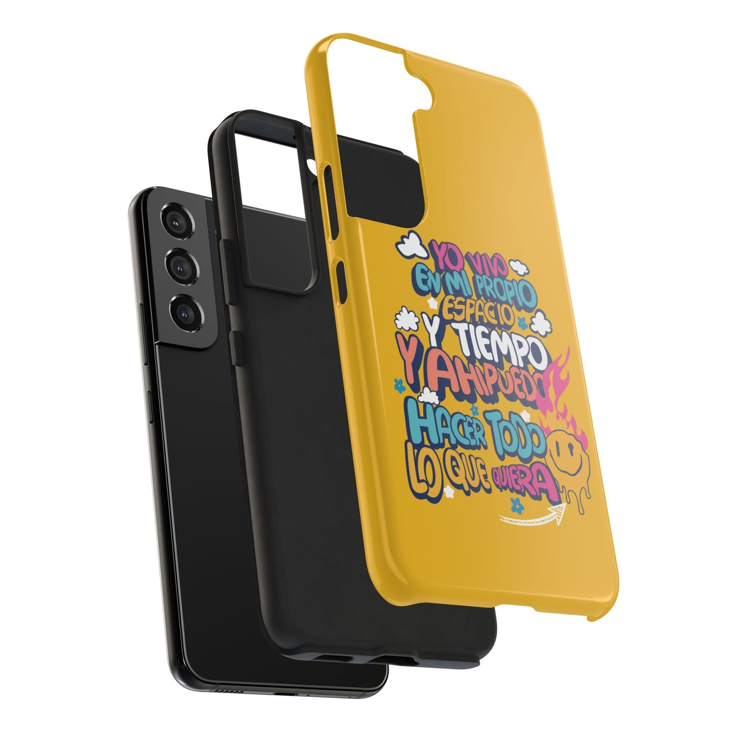 Funda para teléfono "Yo vivo en propio espacio y tiempo" - Amarillo