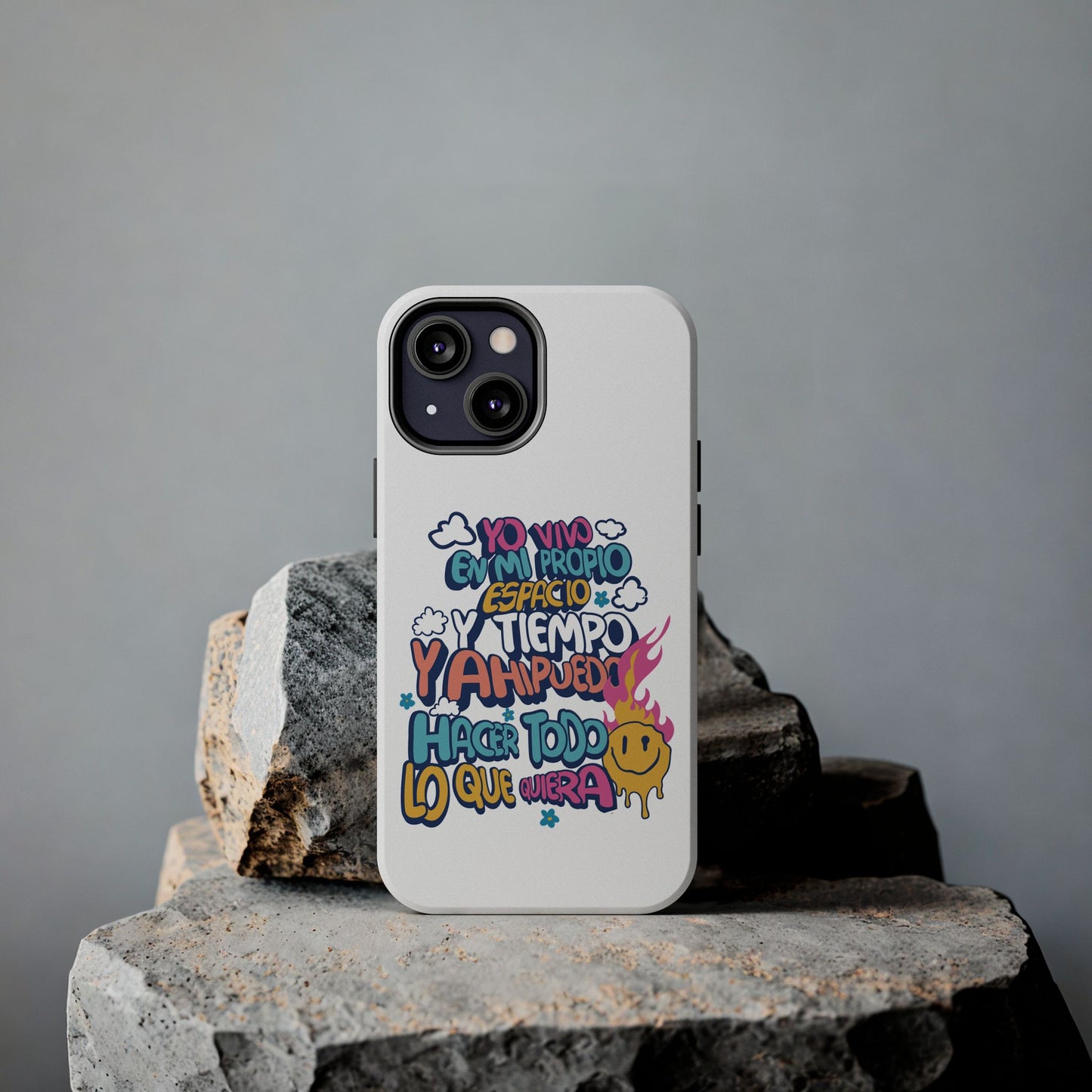 Funda para teléfono "Yo vivo en propio espacio y tiempo" - Blanco