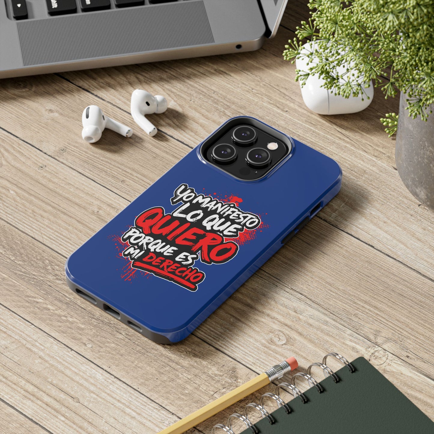 Funda para teléfono "Yo manifiesto lo que quiero" - Azul