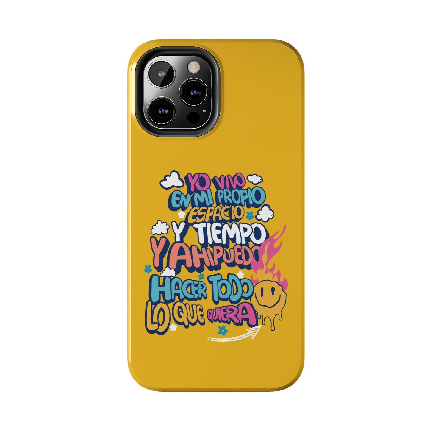 Funda para teléfono "Yo vivo en propio espacio y tiempo" - Amarillo