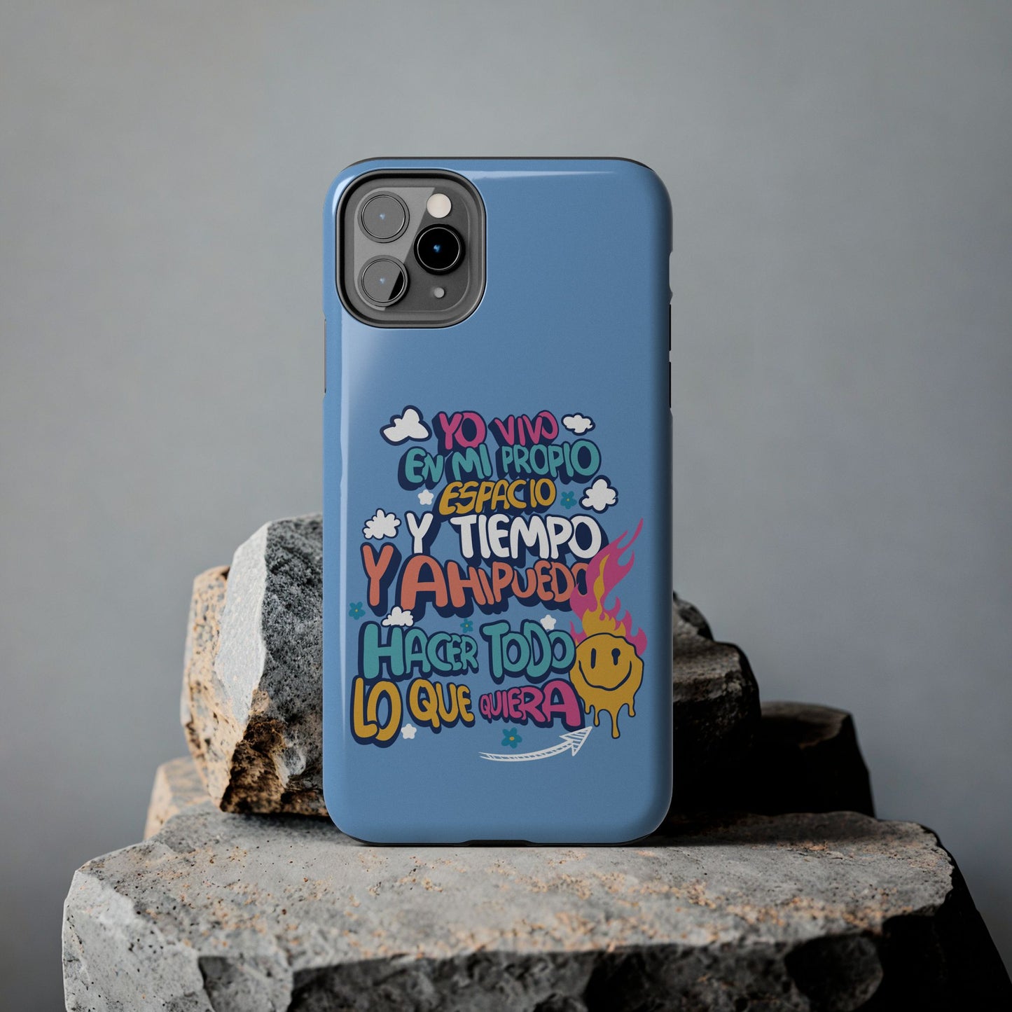 Funda para teléfono "Yo vivo en propio espacio y tiempo" - Celeste