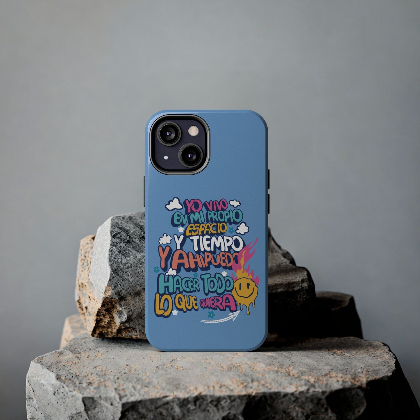 Funda para teléfono "Yo vivo en propio espacio y tiempo" - Celeste