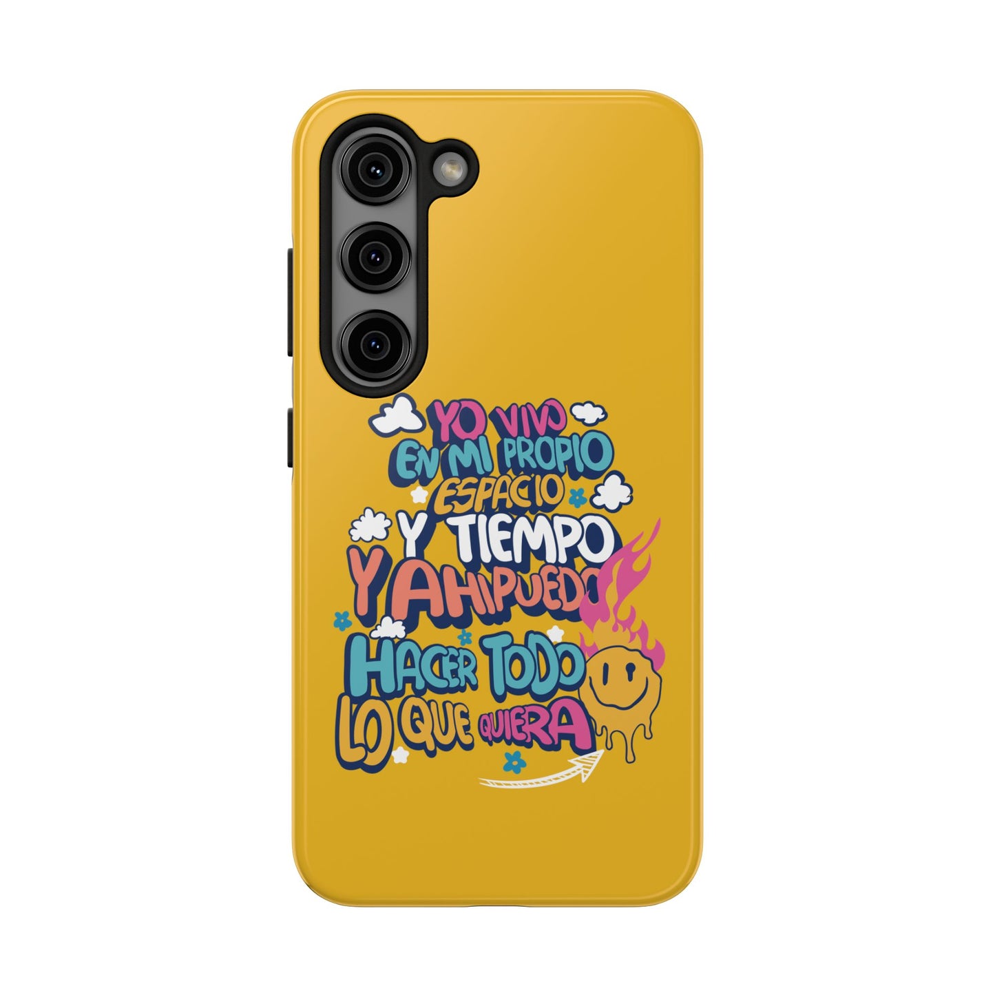 Funda para teléfono "Yo vivo en propio espacio y tiempo" - Amarillo