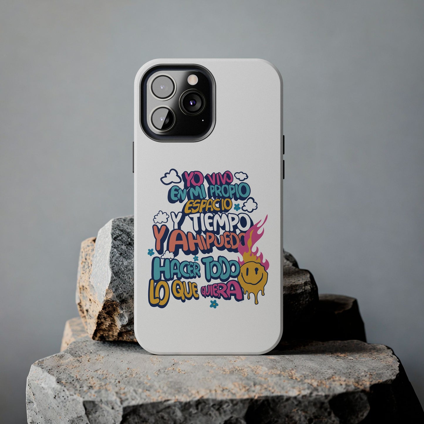 Funda para teléfono "Yo vivo en propio espacio y tiempo" - Blanco