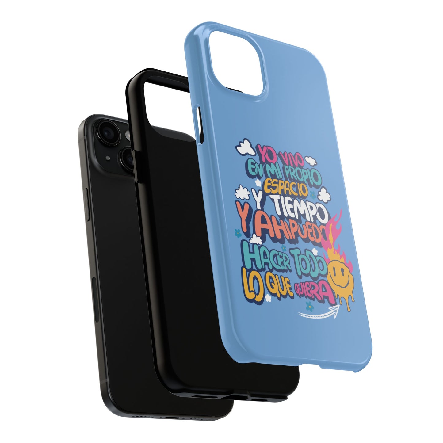 Funda para teléfono "Yo vivo en propio espacio y tiempo" - Celeste