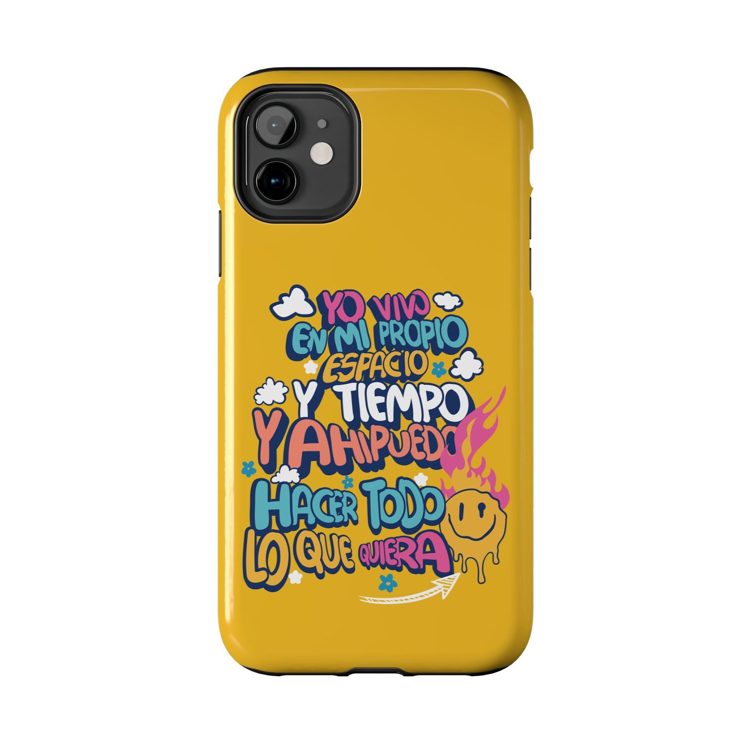 Funda para teléfono "Yo vivo en propio espacio y tiempo" - Amarillo