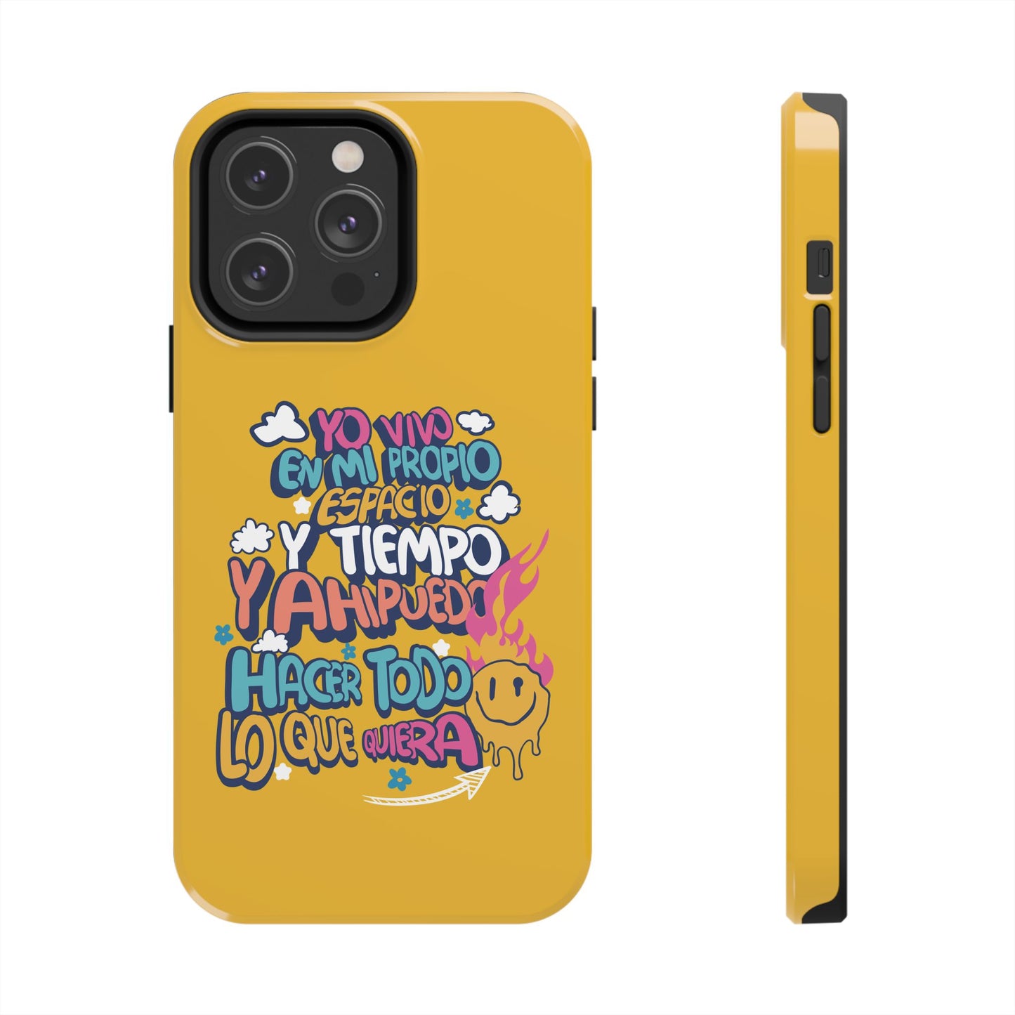 Funda para teléfono "Yo vivo en propio espacio y tiempo" - Amarillo