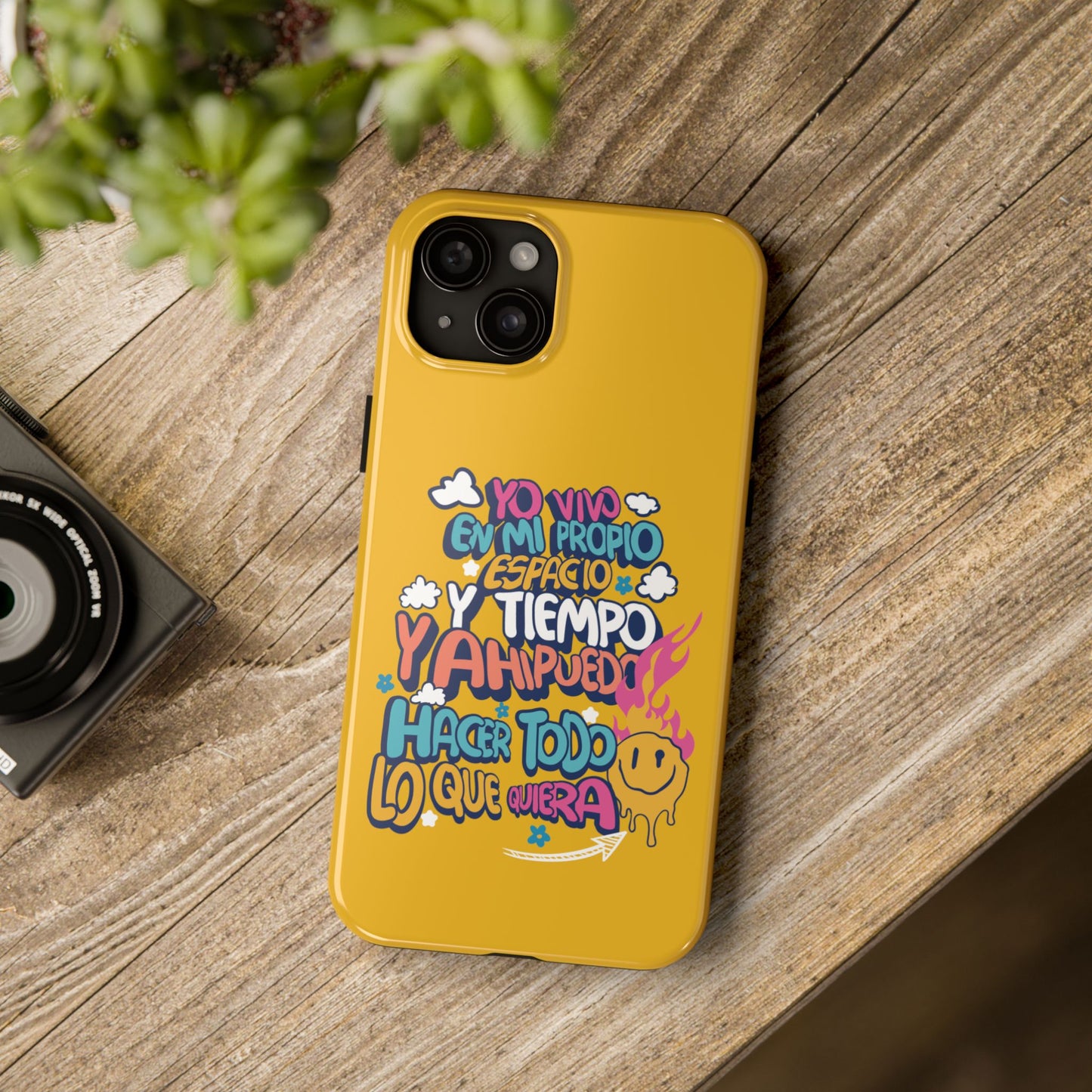 Funda para teléfono "Yo vivo en propio espacio y tiempo" - Amarillo