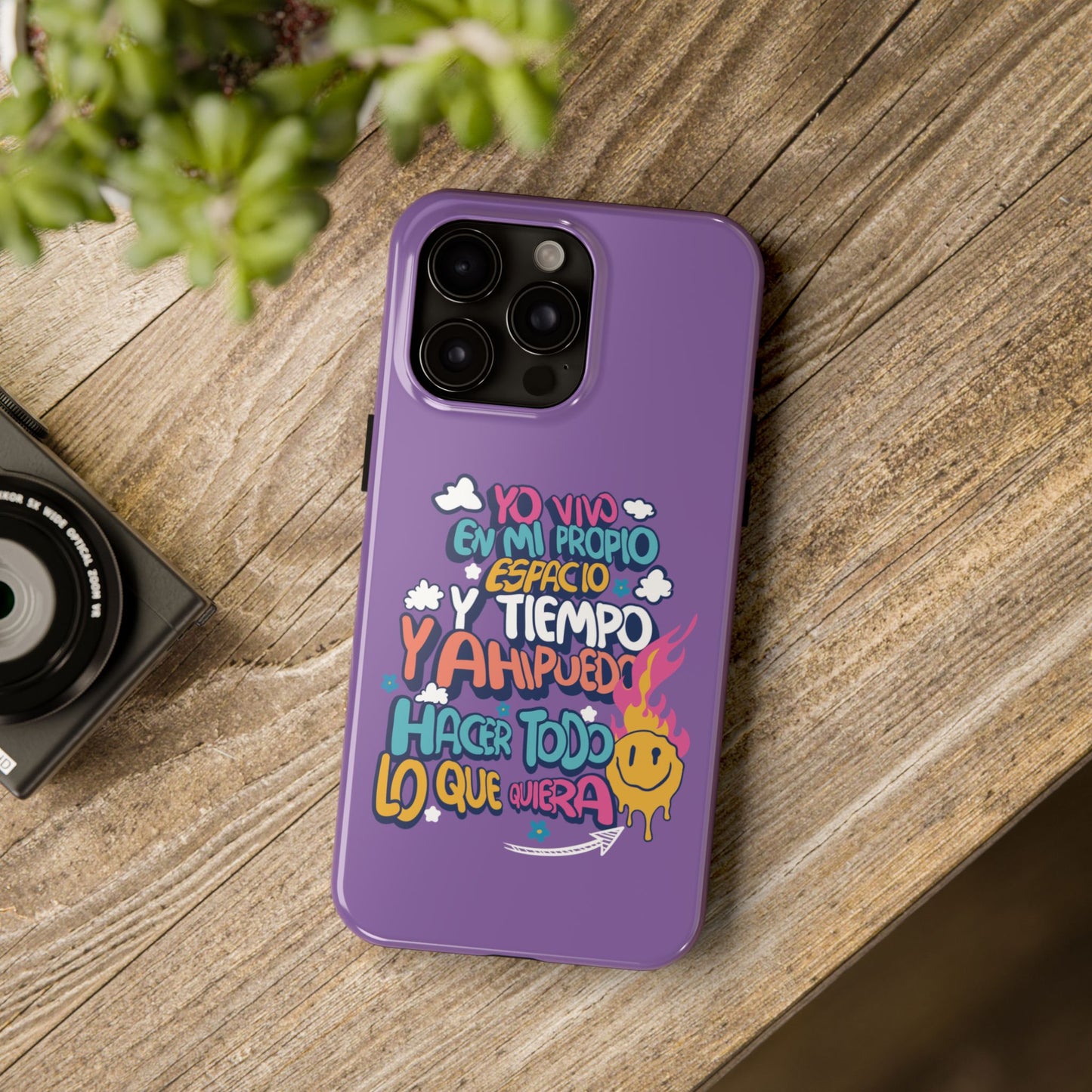 Funda para teléfono "Yo vivo en propio espacio y tiempo" - Lila