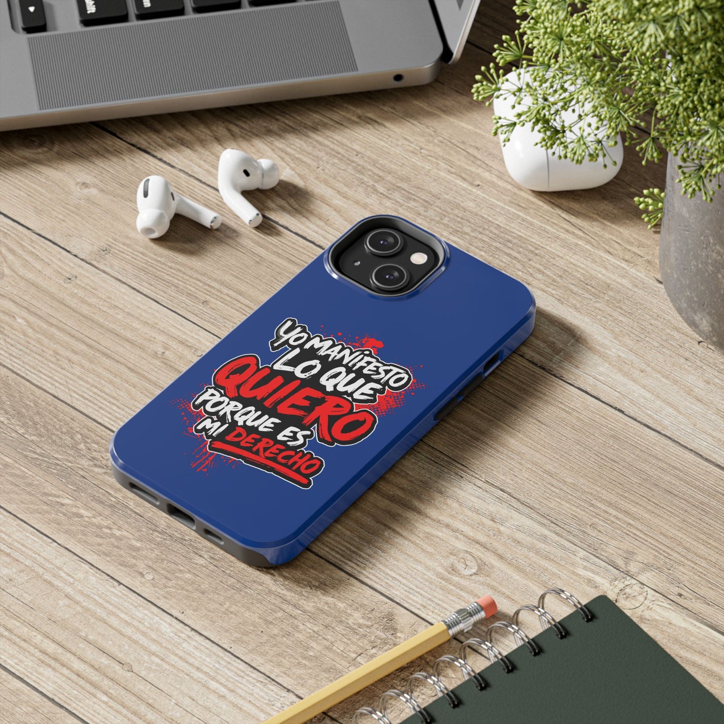 Funda para teléfono "Yo manifiesto lo que quiero" - Azul