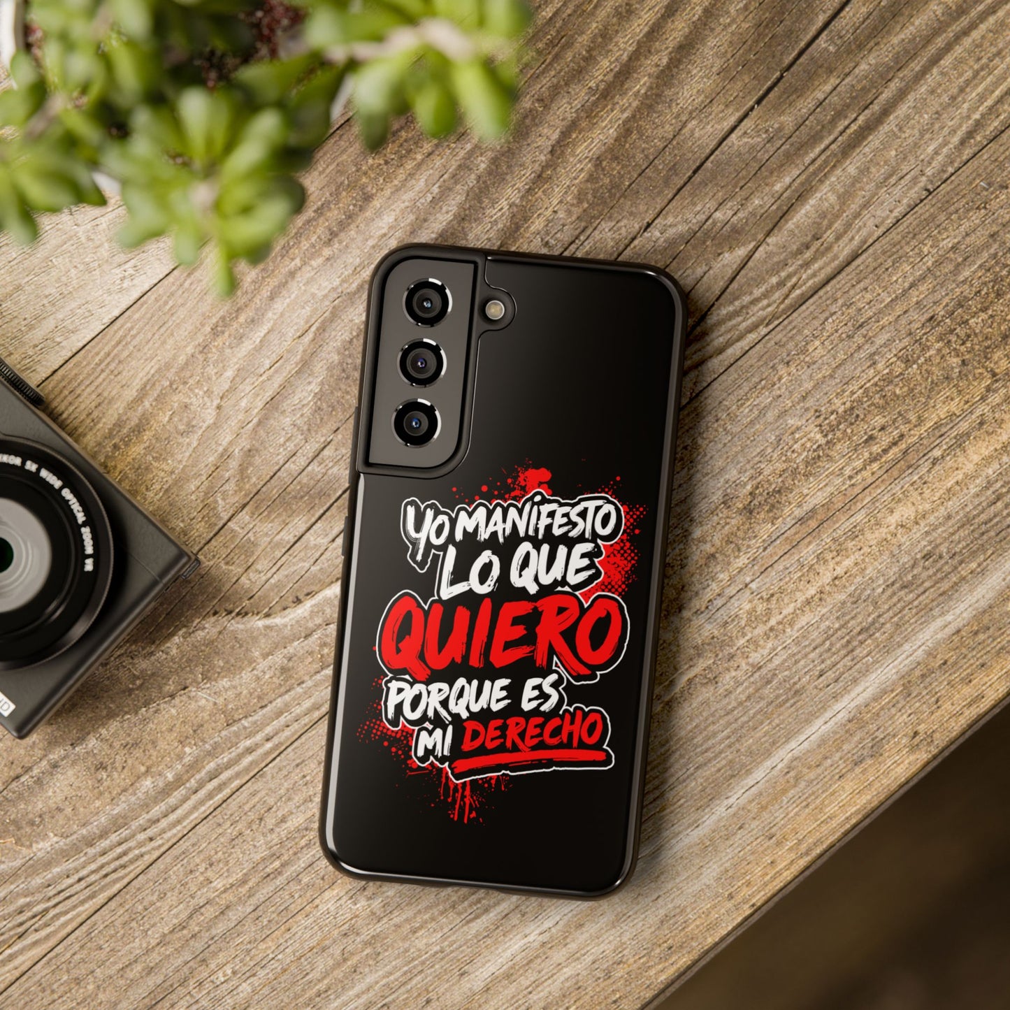 Funda para teléfono "Yo manifiesto lo que quiero" - Negro