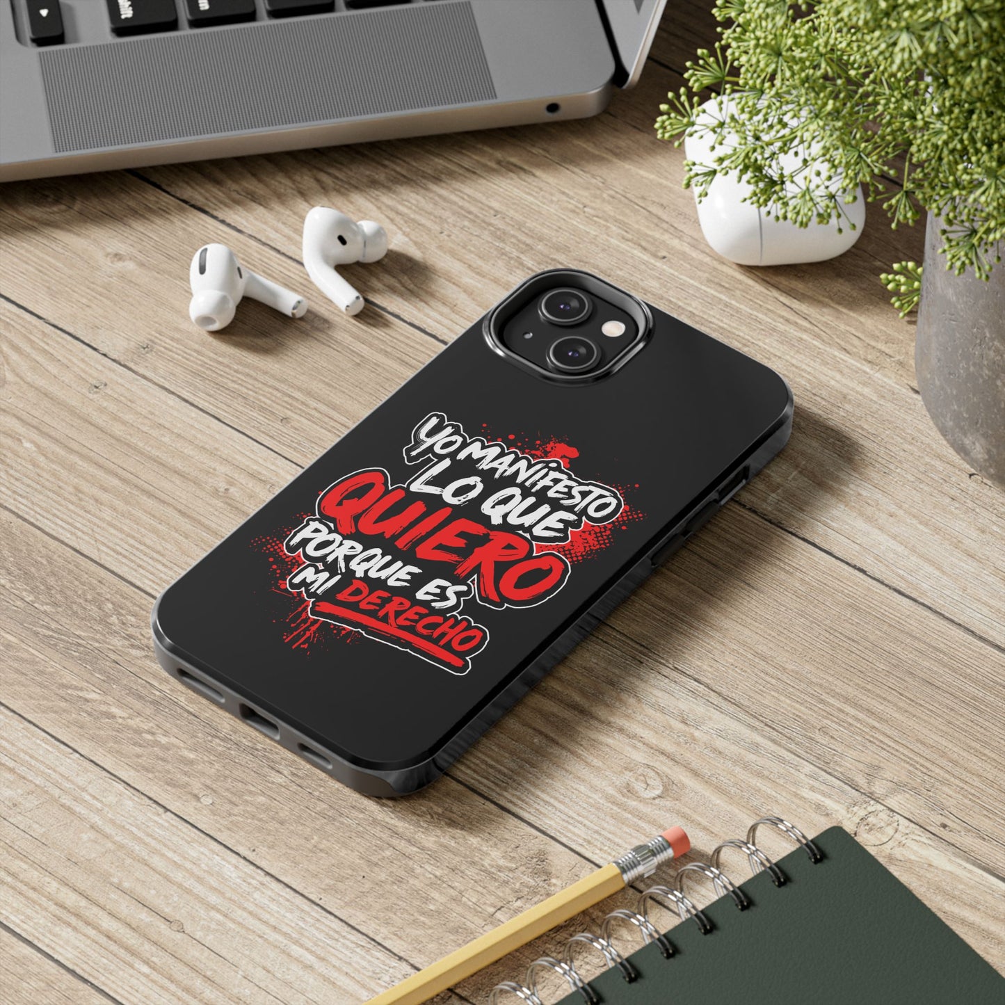 Funda para teléfono "Yo manifiesto lo que quiero" - Negro