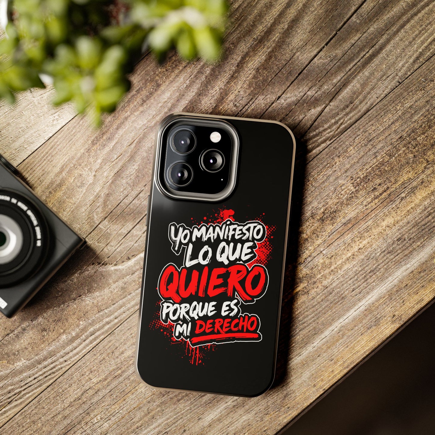 Funda para teléfono "Yo manifiesto lo que quiero" - Negro