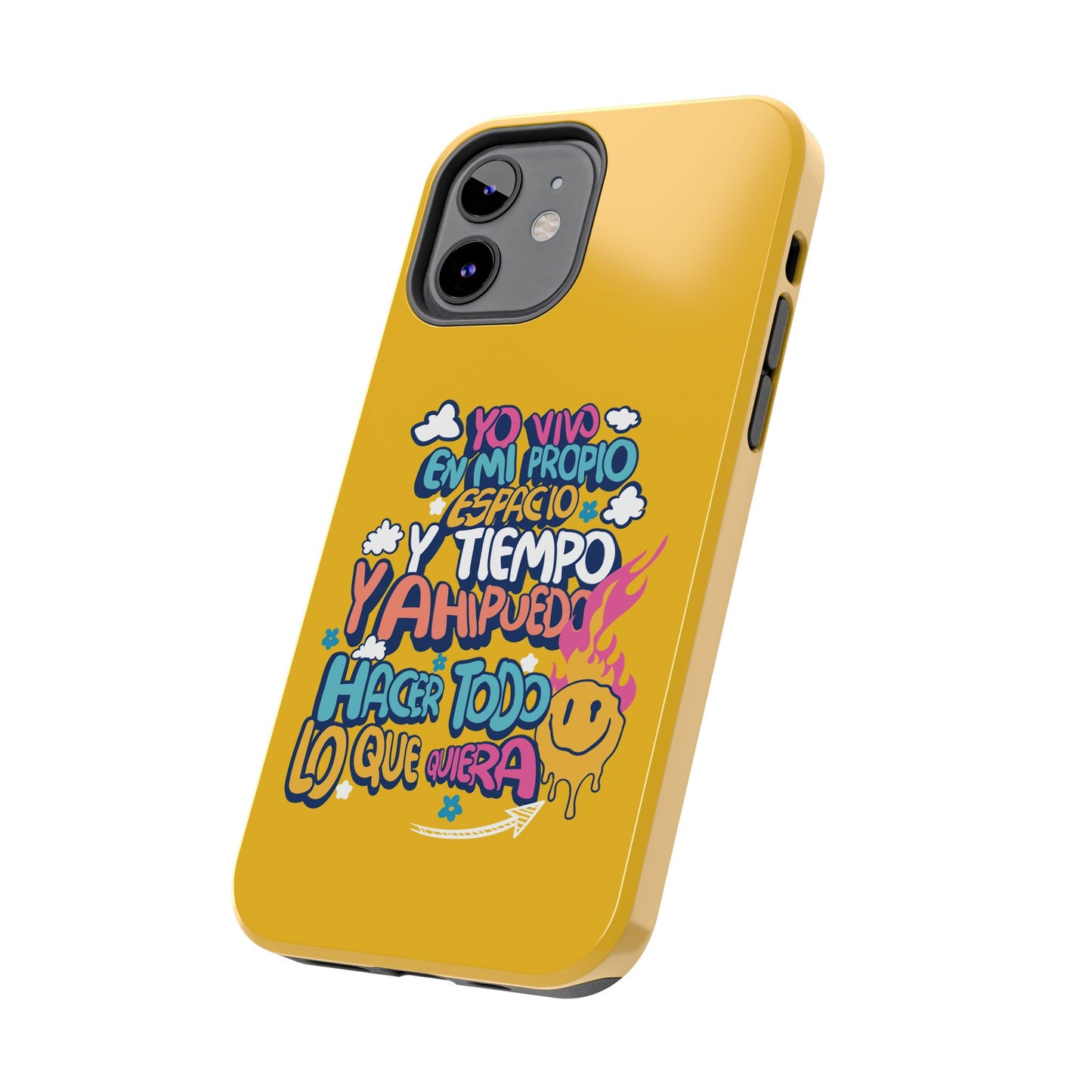 Funda para teléfono "Yo vivo en propio espacio y tiempo" - Amarillo