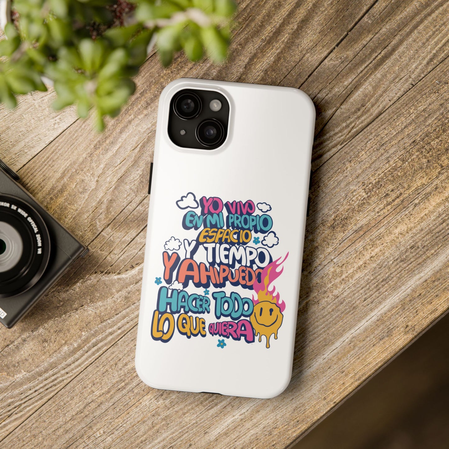 Funda para teléfono "Yo vivo en propio espacio y tiempo" - Blanco