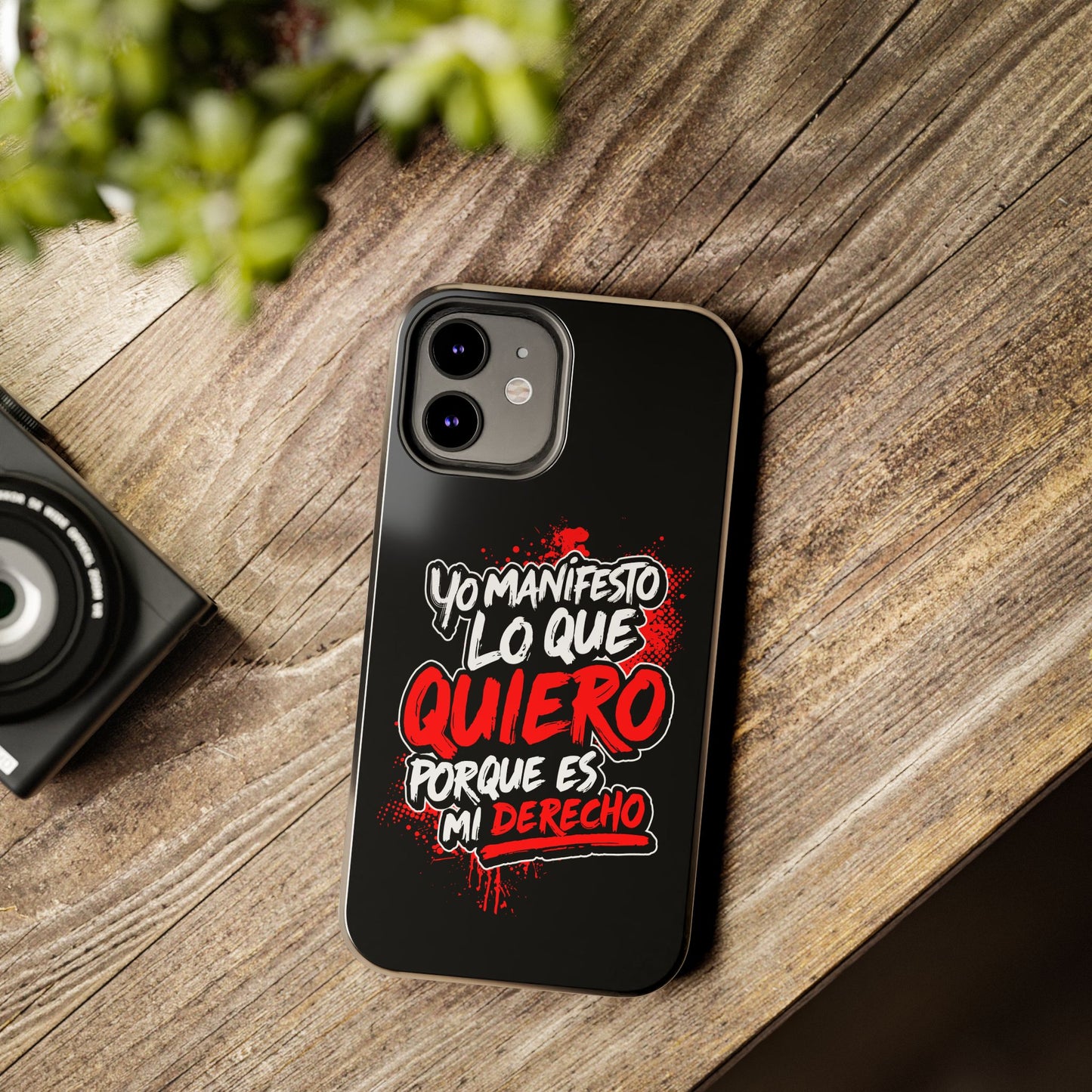 Funda para teléfono "Yo manifiesto lo que quiero" - Negro