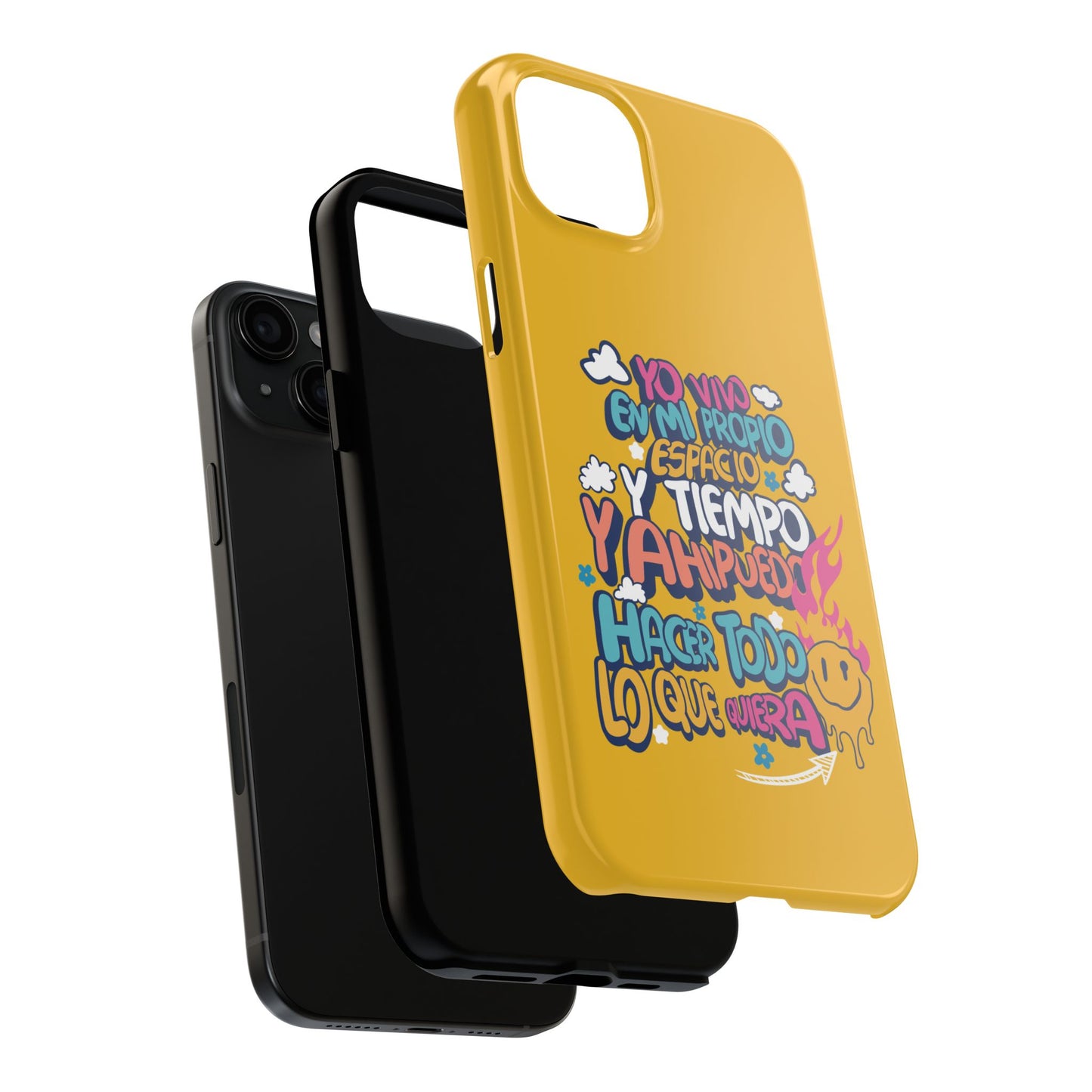 Funda para teléfono "Yo vivo en propio espacio y tiempo" - Amarillo