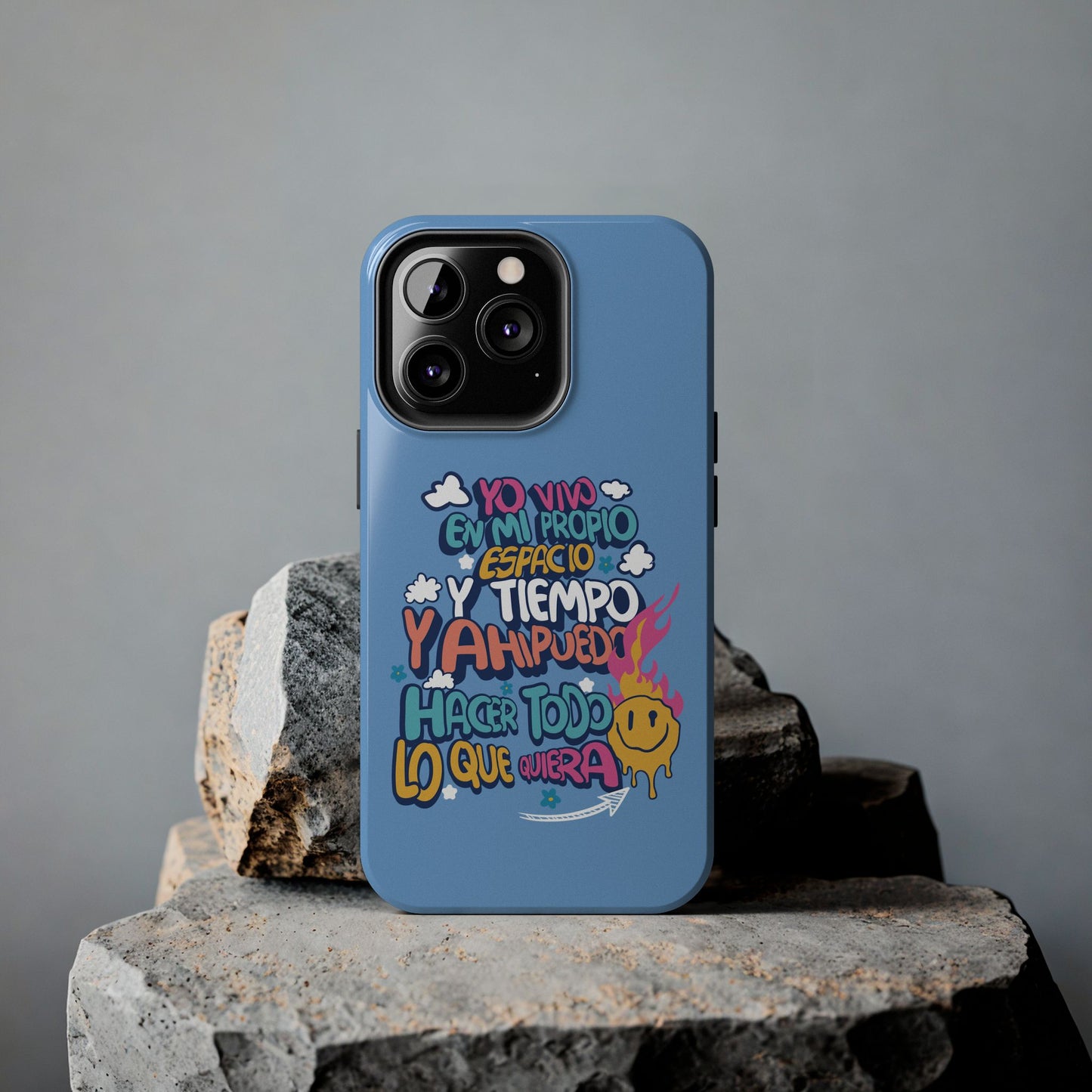 Funda para teléfono "Yo vivo en propio espacio y tiempo" - Celeste