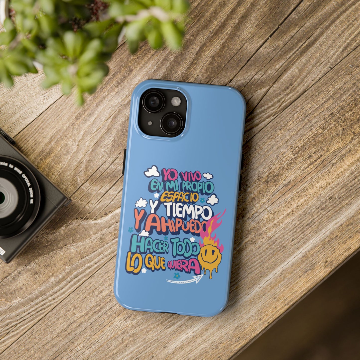 Funda para teléfono "Yo vivo en propio espacio y tiempo" - Celeste
