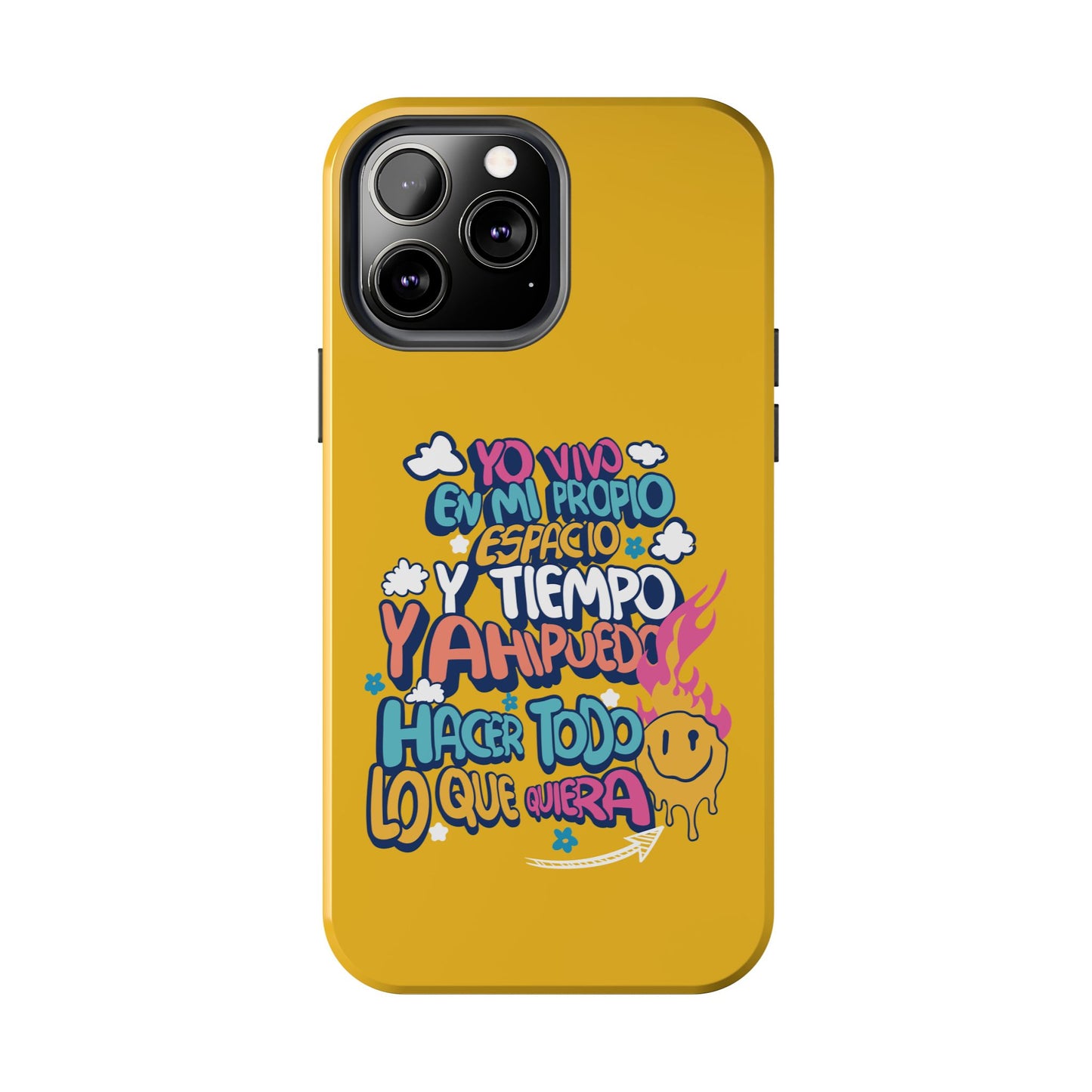 Funda para teléfono "Yo vivo en propio espacio y tiempo" - Amarillo