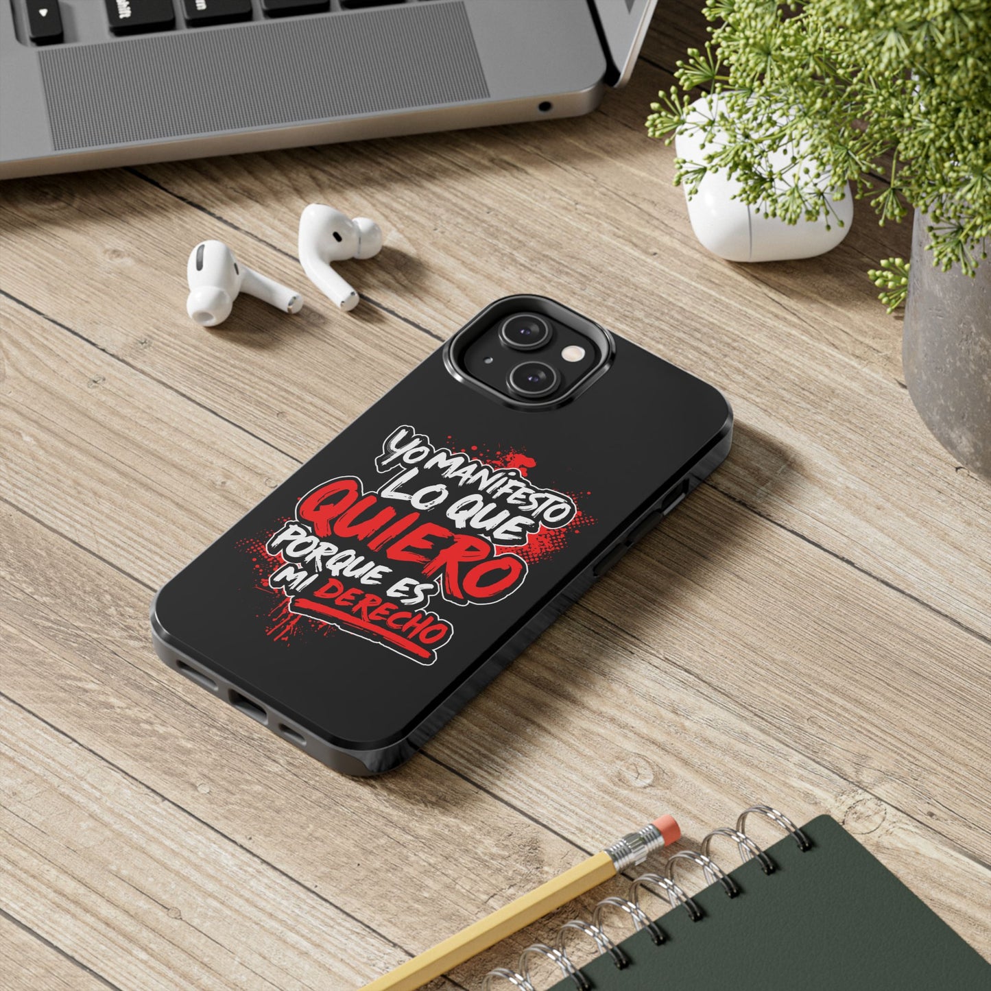 Funda para teléfono "Yo manifiesto lo que quiero" - Negro