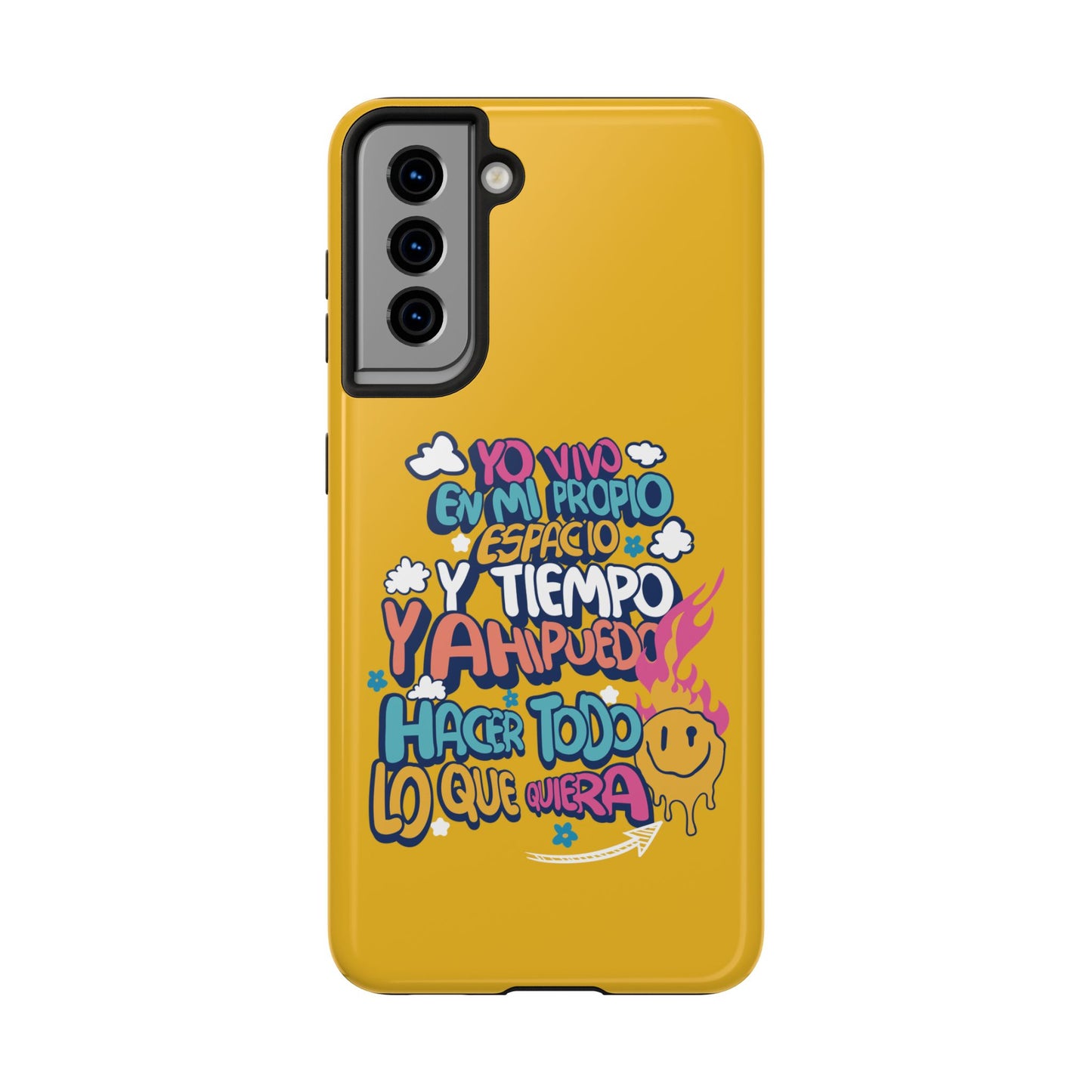 Funda para teléfono "Yo vivo en propio espacio y tiempo" - Amarillo