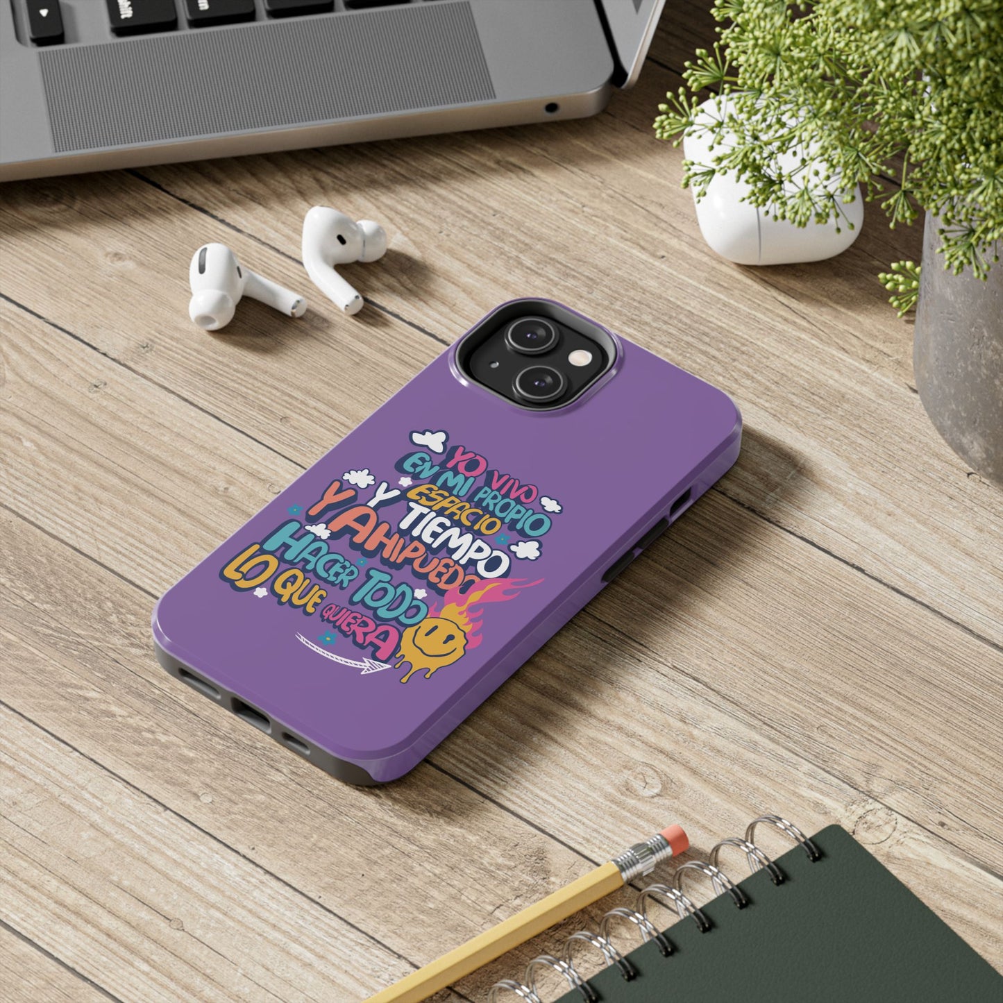 Funda para teléfono "Yo vivo en propio espacio y tiempo" - Lila