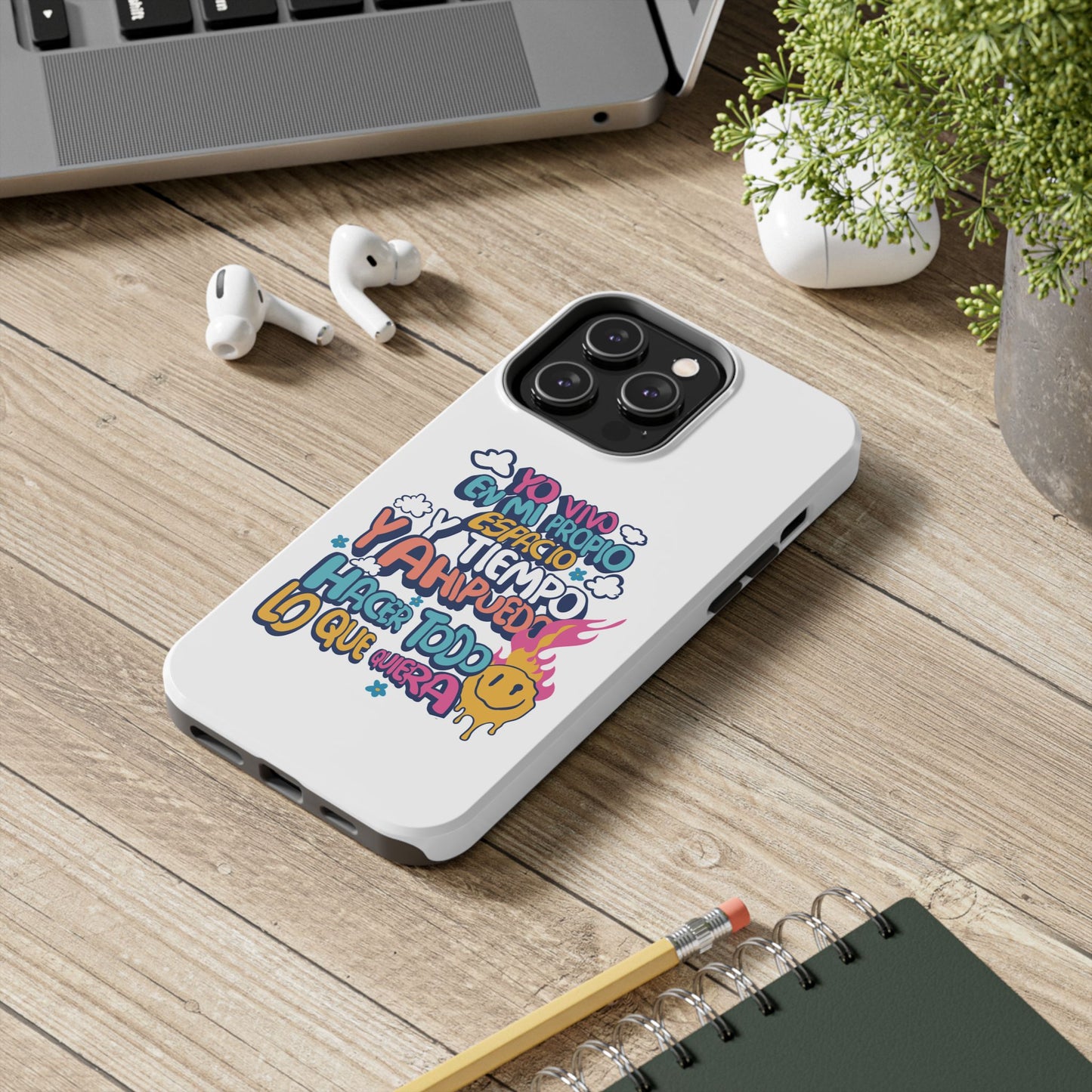 Funda para teléfono "Yo vivo en propio espacio y tiempo" - Blanco