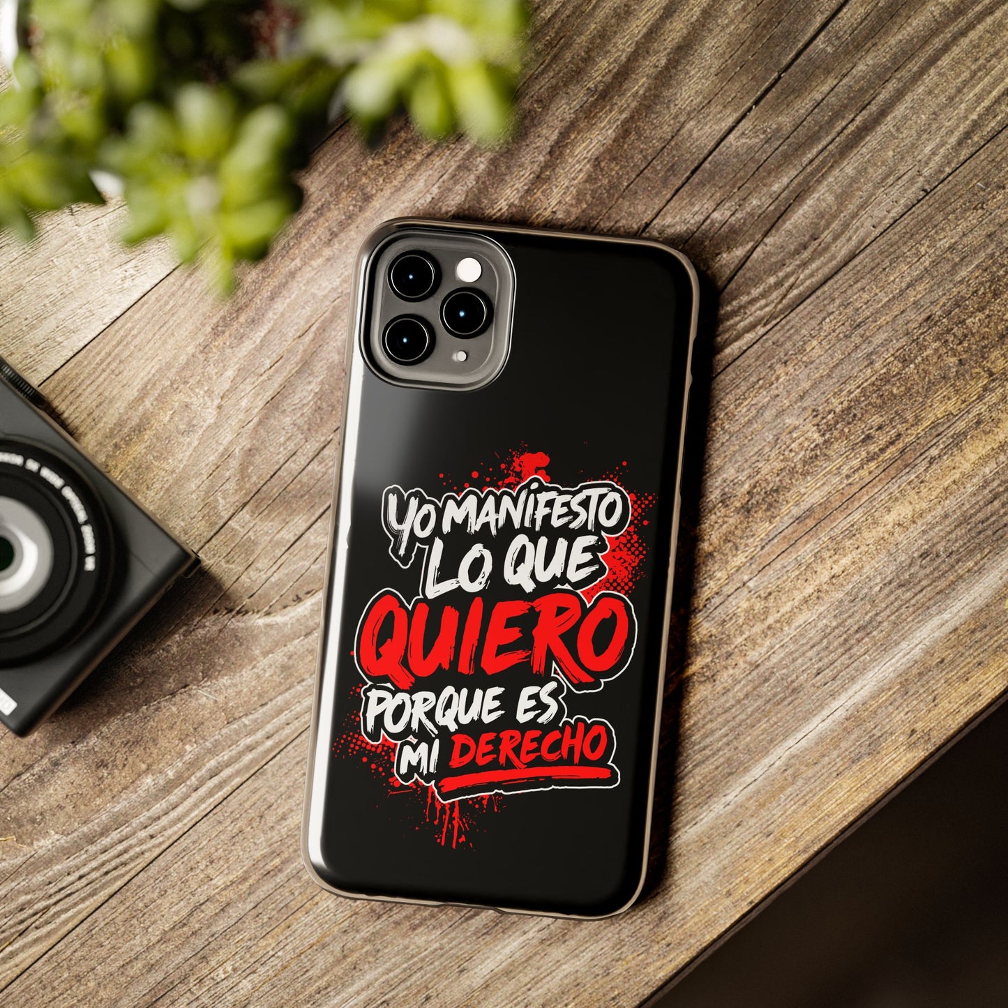 Funda para teléfono "Yo manifiesto lo que quiero" - Negro