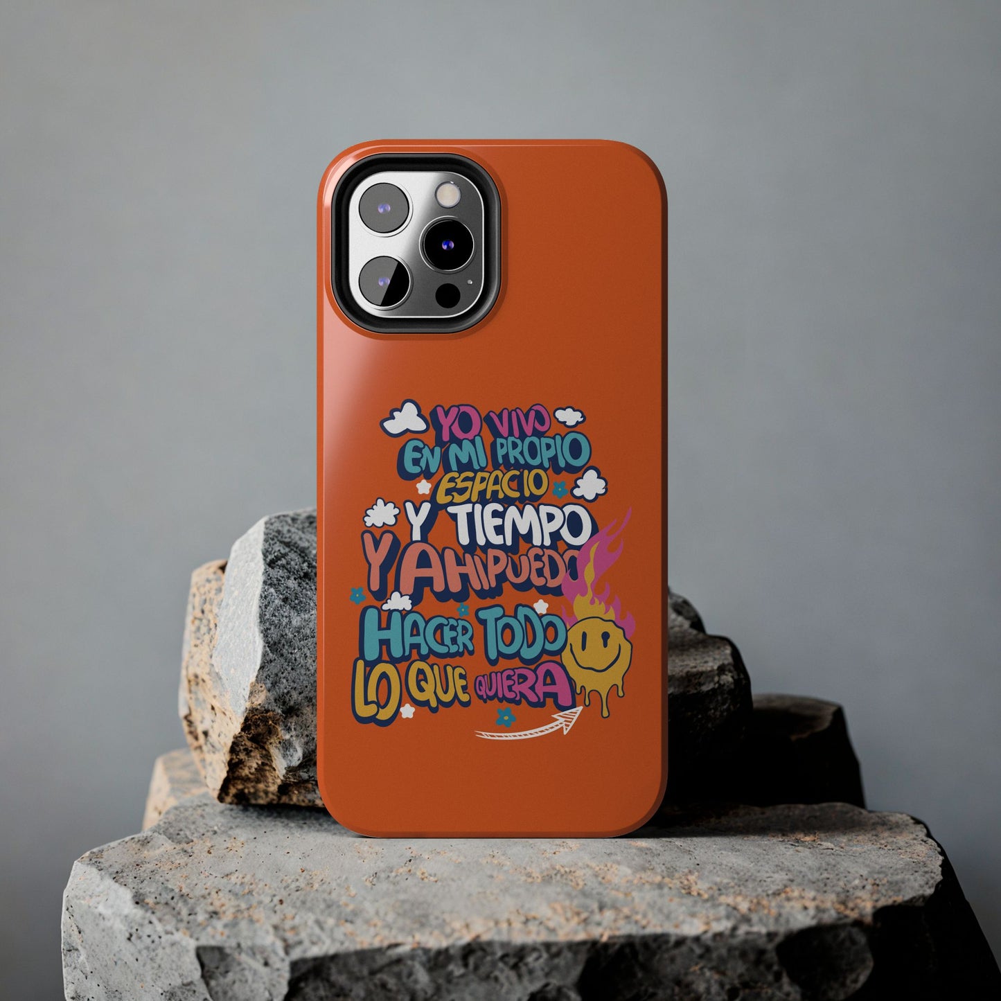 Funda para teléfono "Yo vivo en propio espacio y tiempo" - Naranja