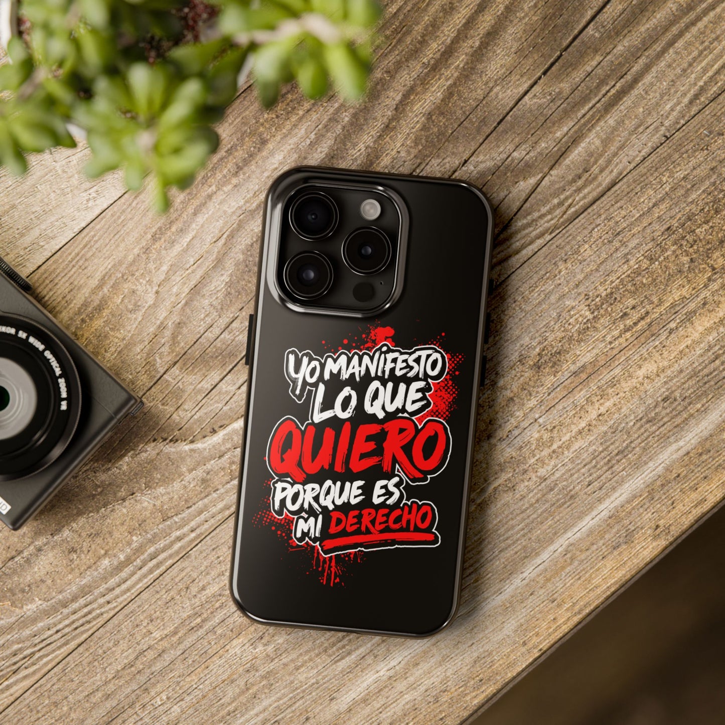 Funda para teléfono "Yo manifiesto lo que quiero" - Negro