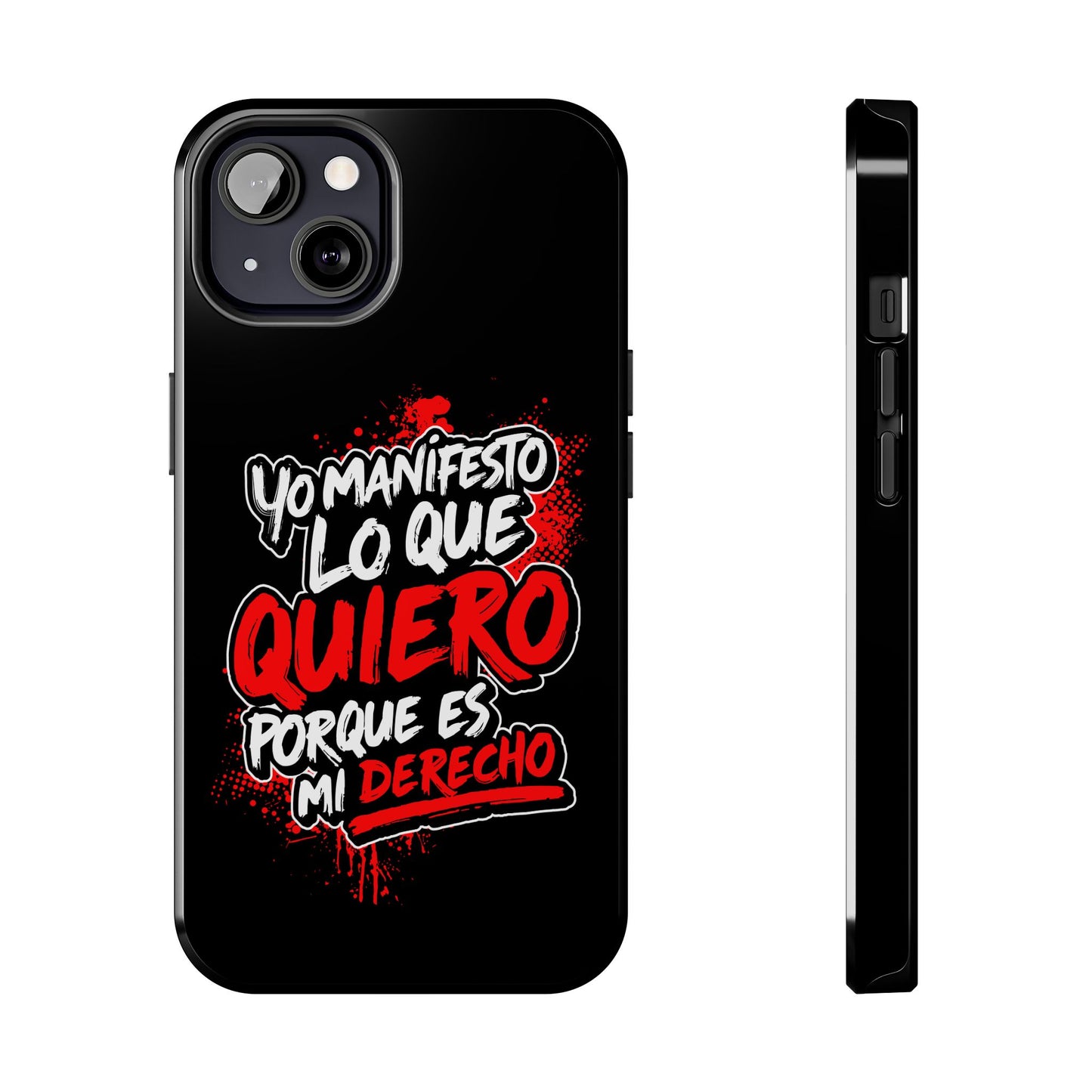 Funda para teléfono "Yo manifiesto lo que quiero" - Negro